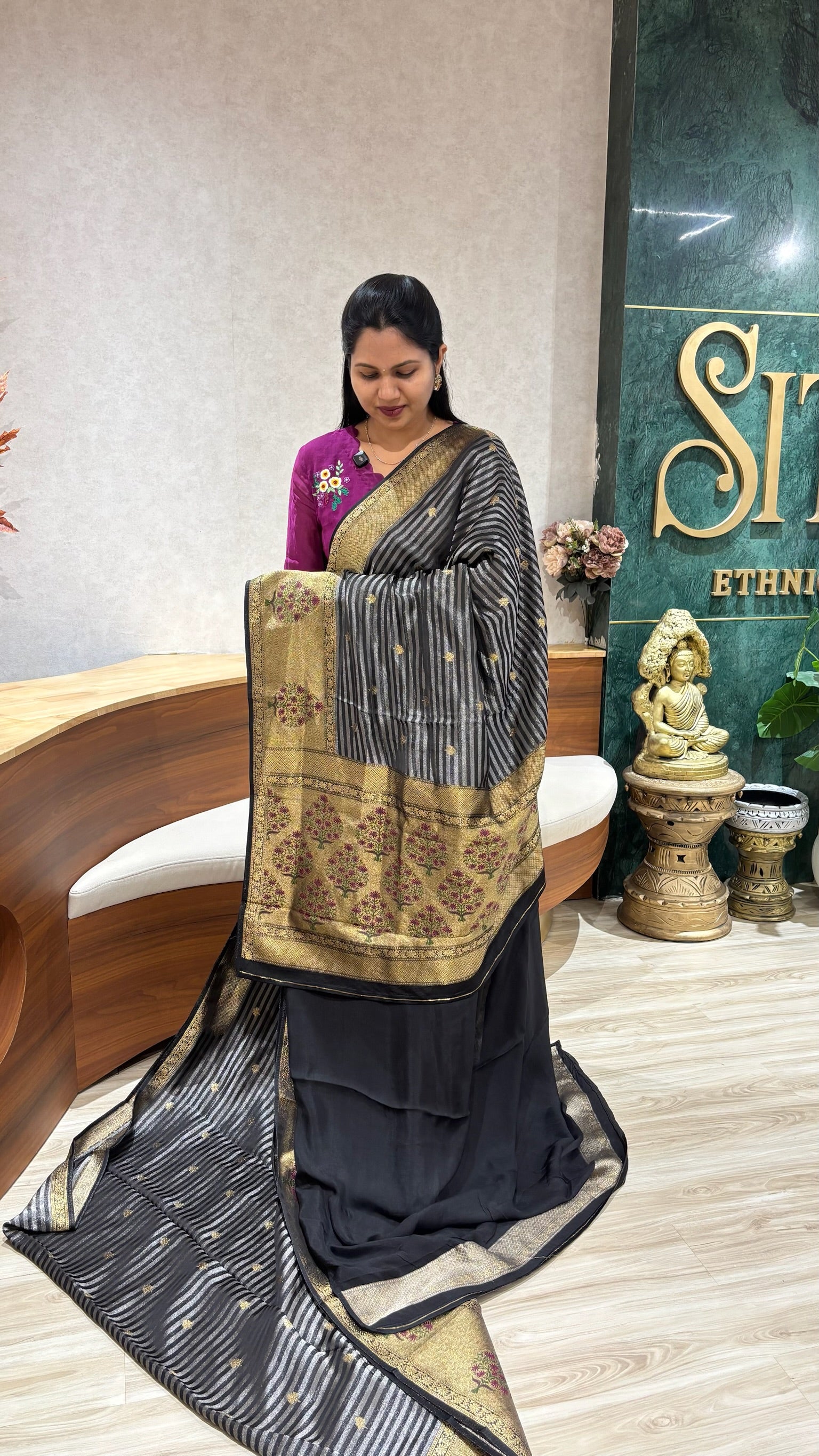 Mashru georgette black