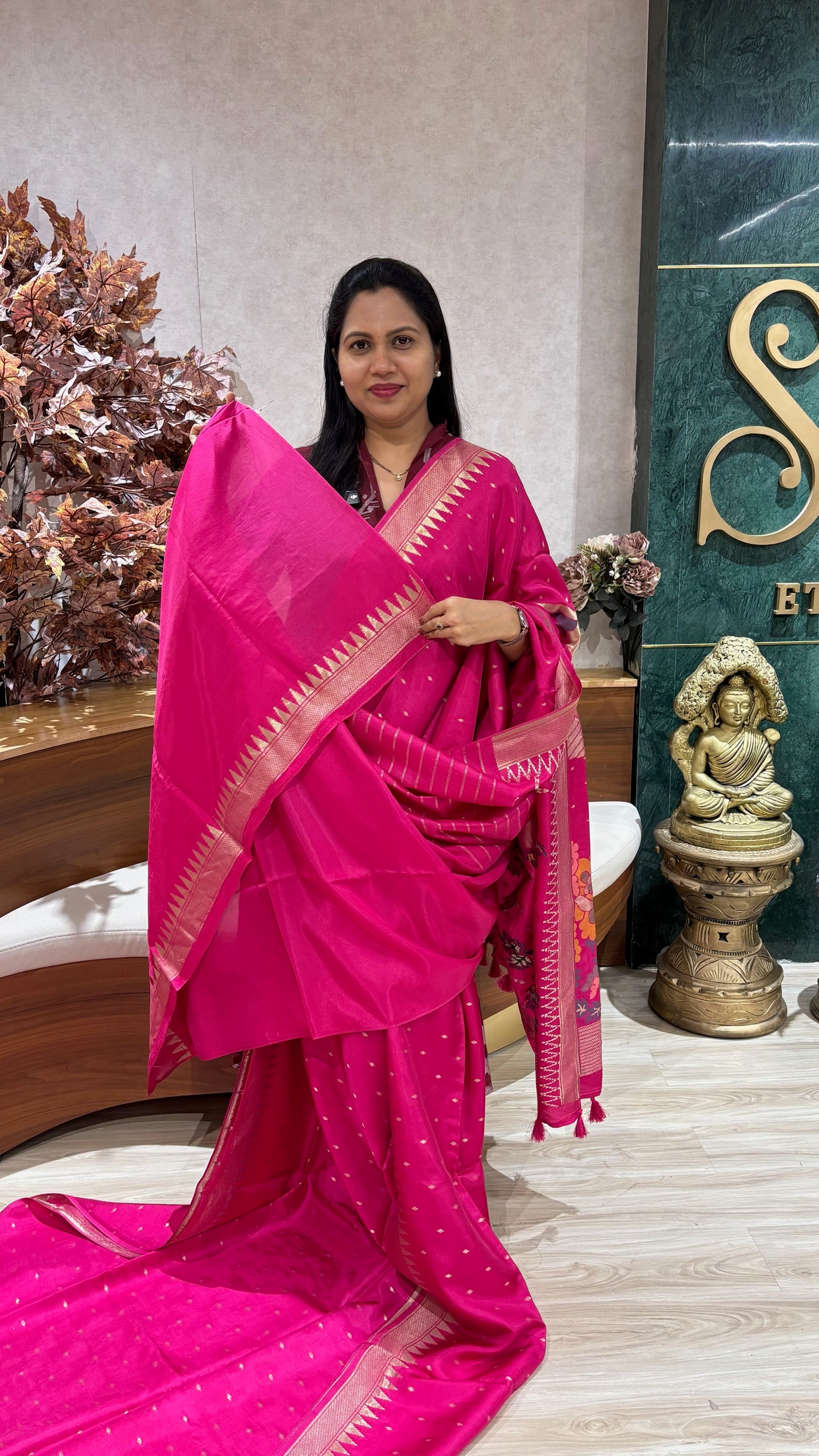 Mashru georgette pink