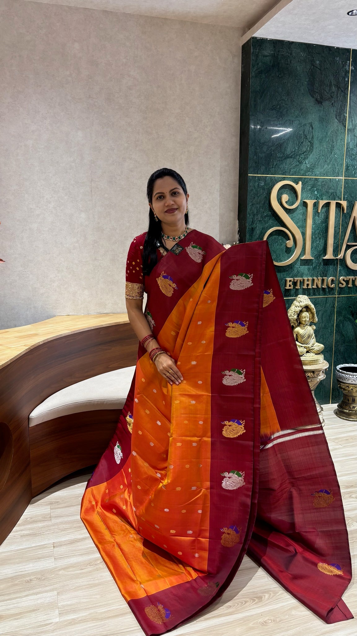Handloom gadwal orange