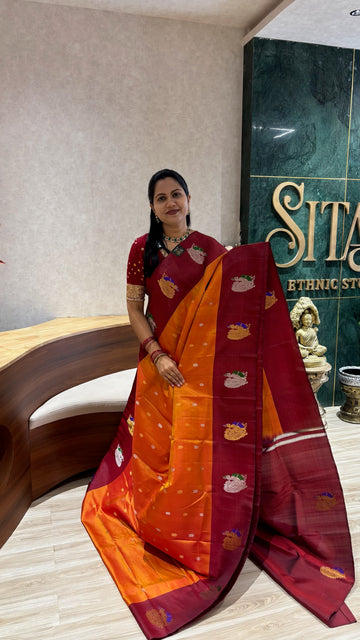 Handloom gadwal orange