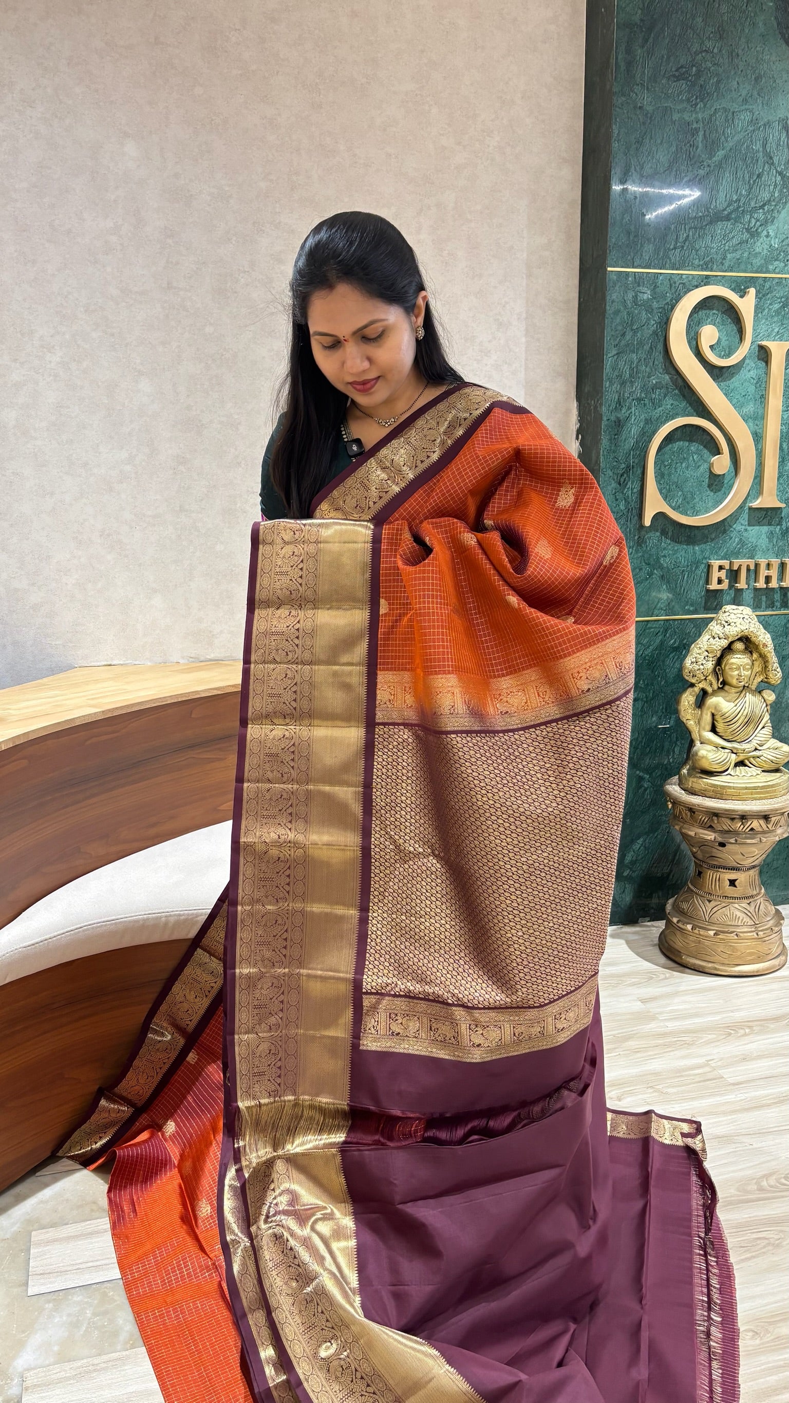 Handloom kanchi pattu rust