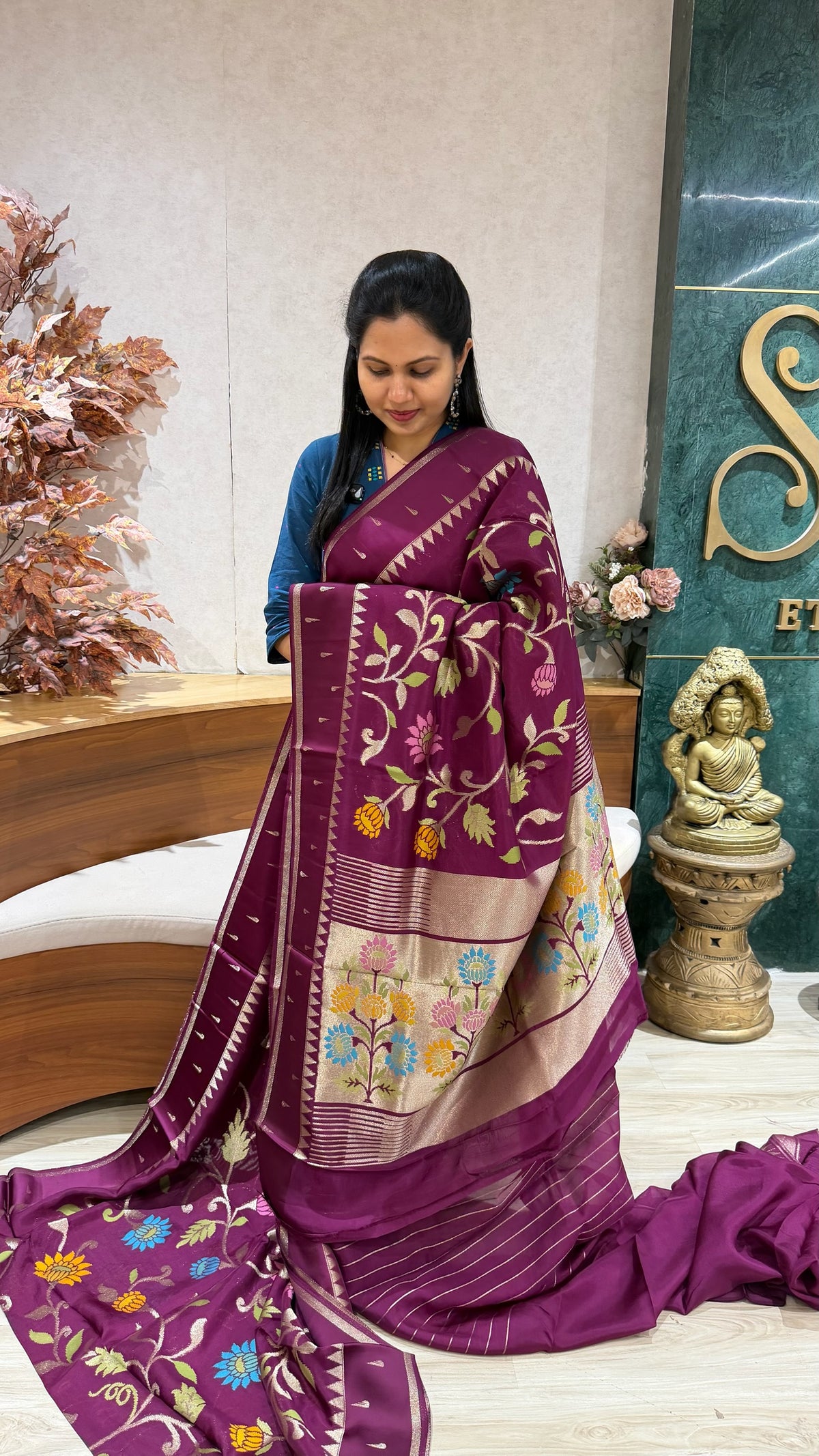 Kosa silk jhamdani wine