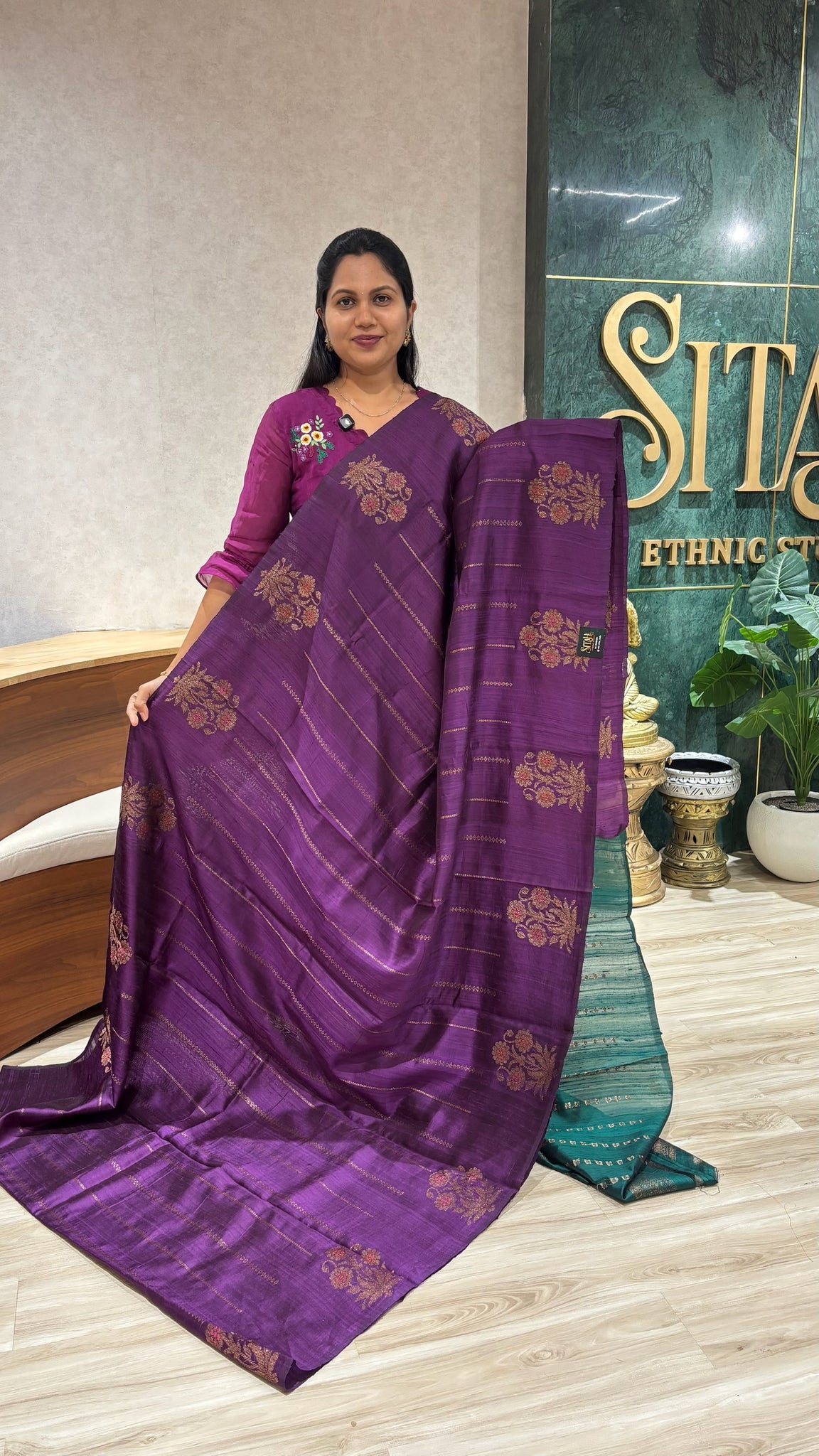 Raw silk pattu purple