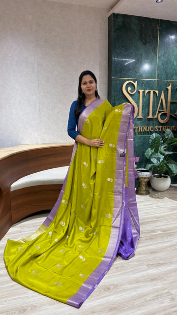 Tussar georgette mehndi green