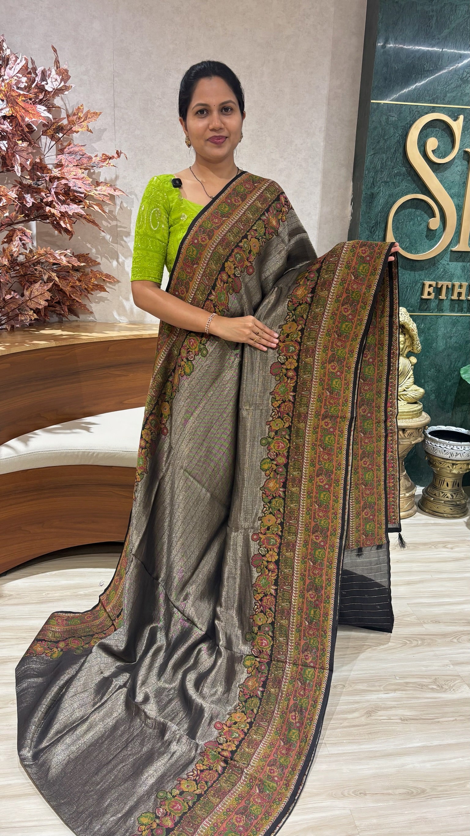Tissue georgette meenakari
