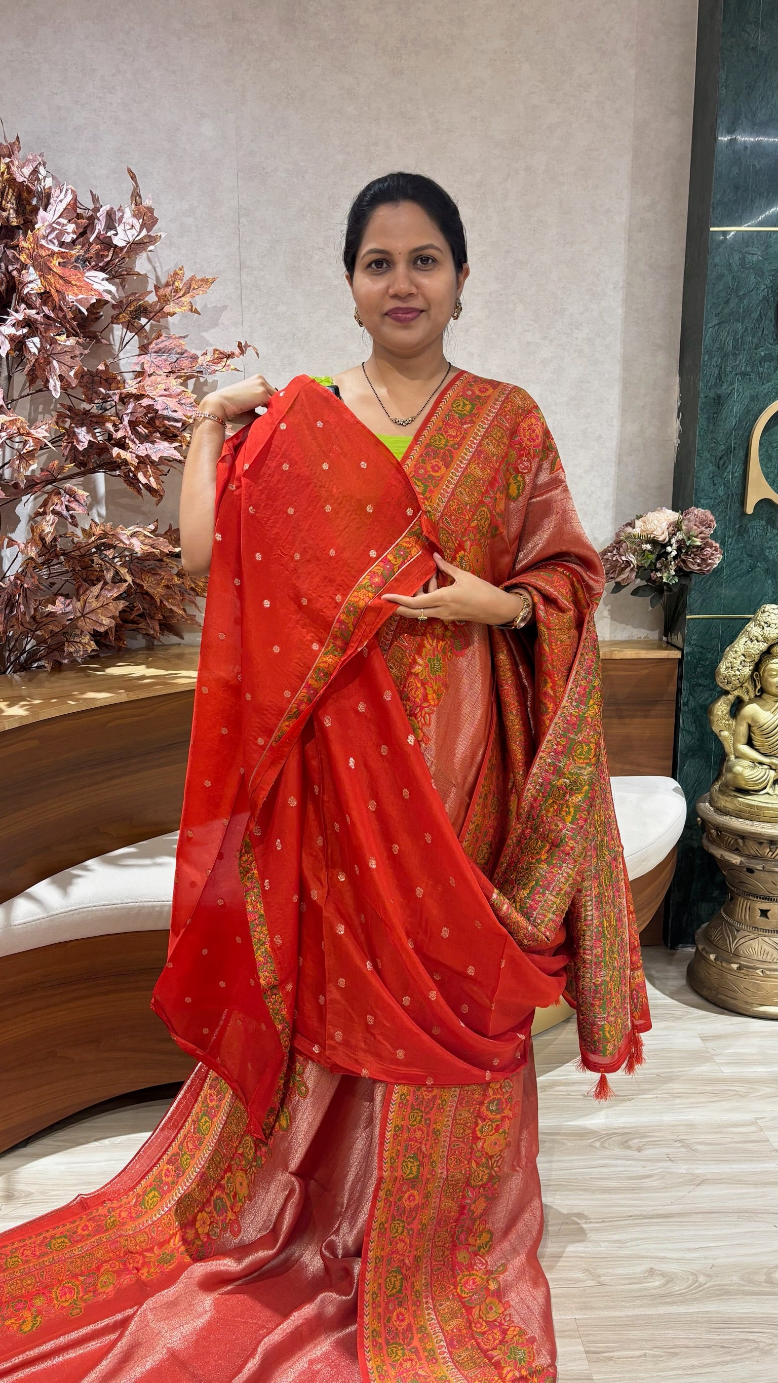 Tissue georgette meenakari