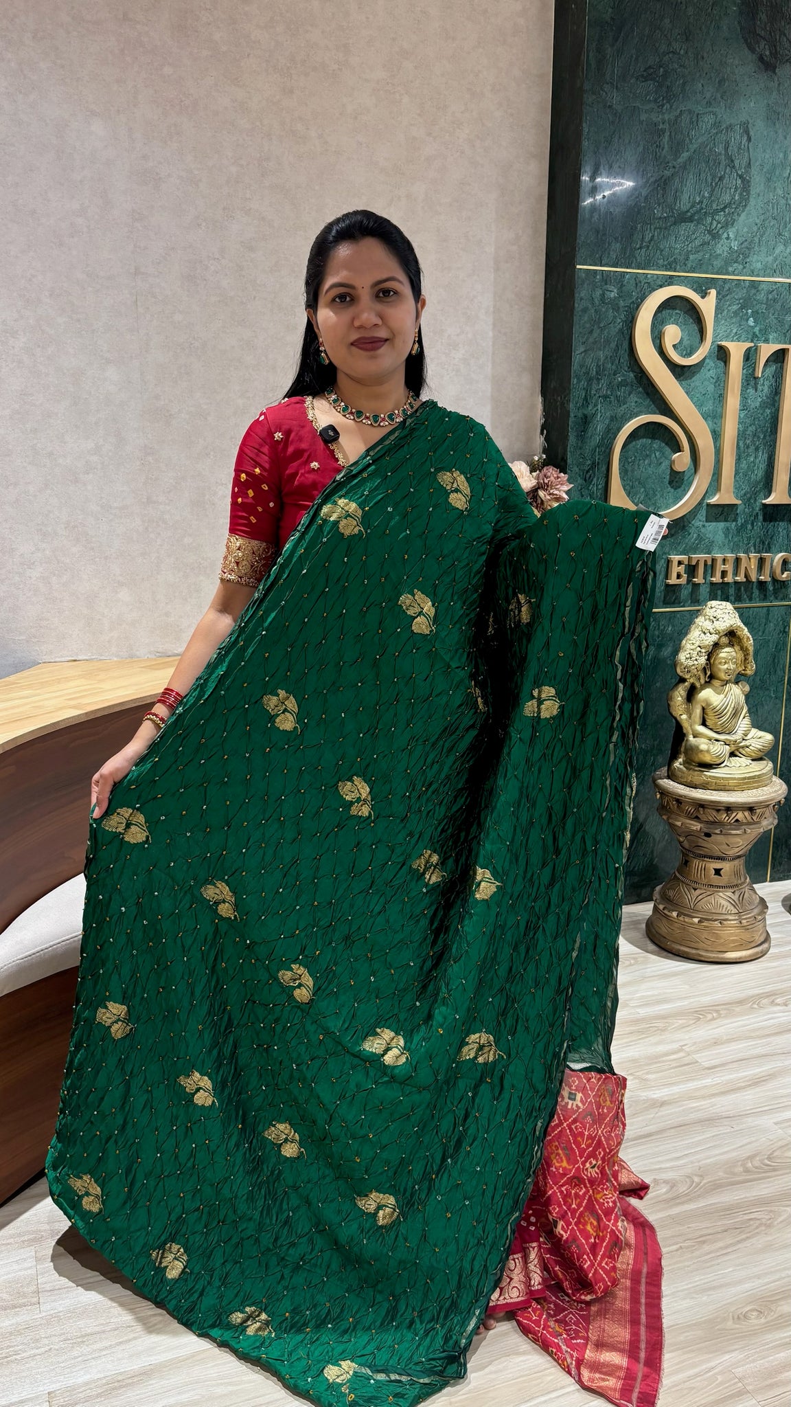 Pure bandhini silk green