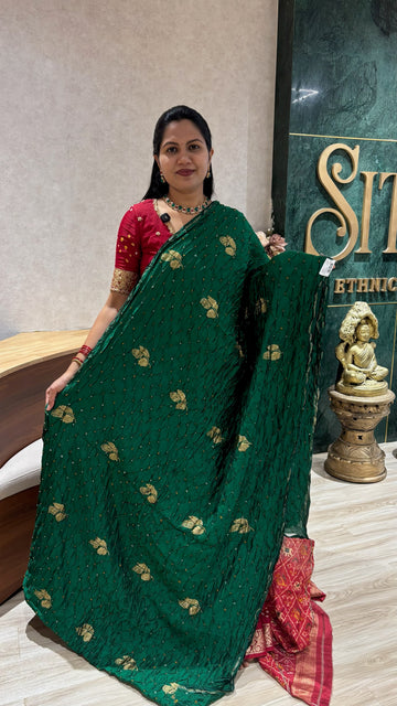Pure bandhini silk green