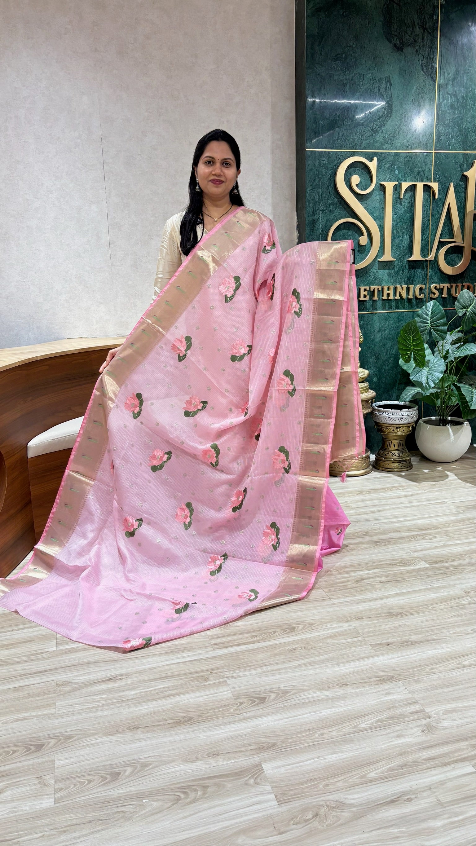 Kota silk embroidery babypink