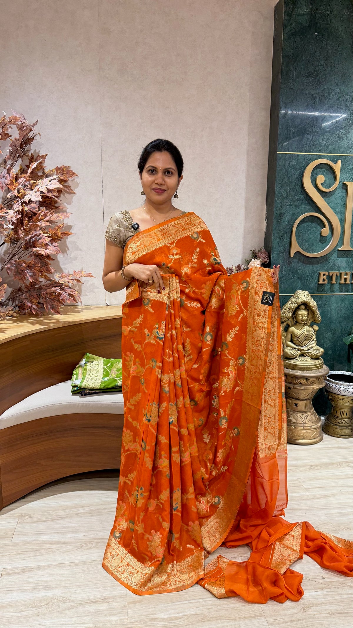 Banaras georgette orange