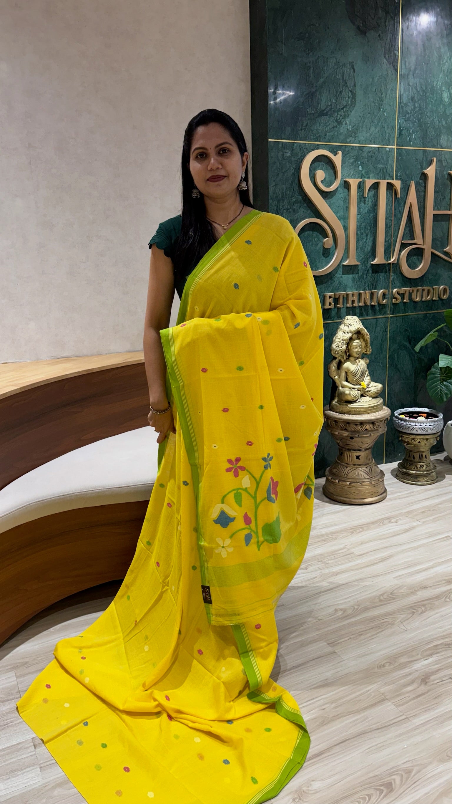 Jhamdani cotton yellow