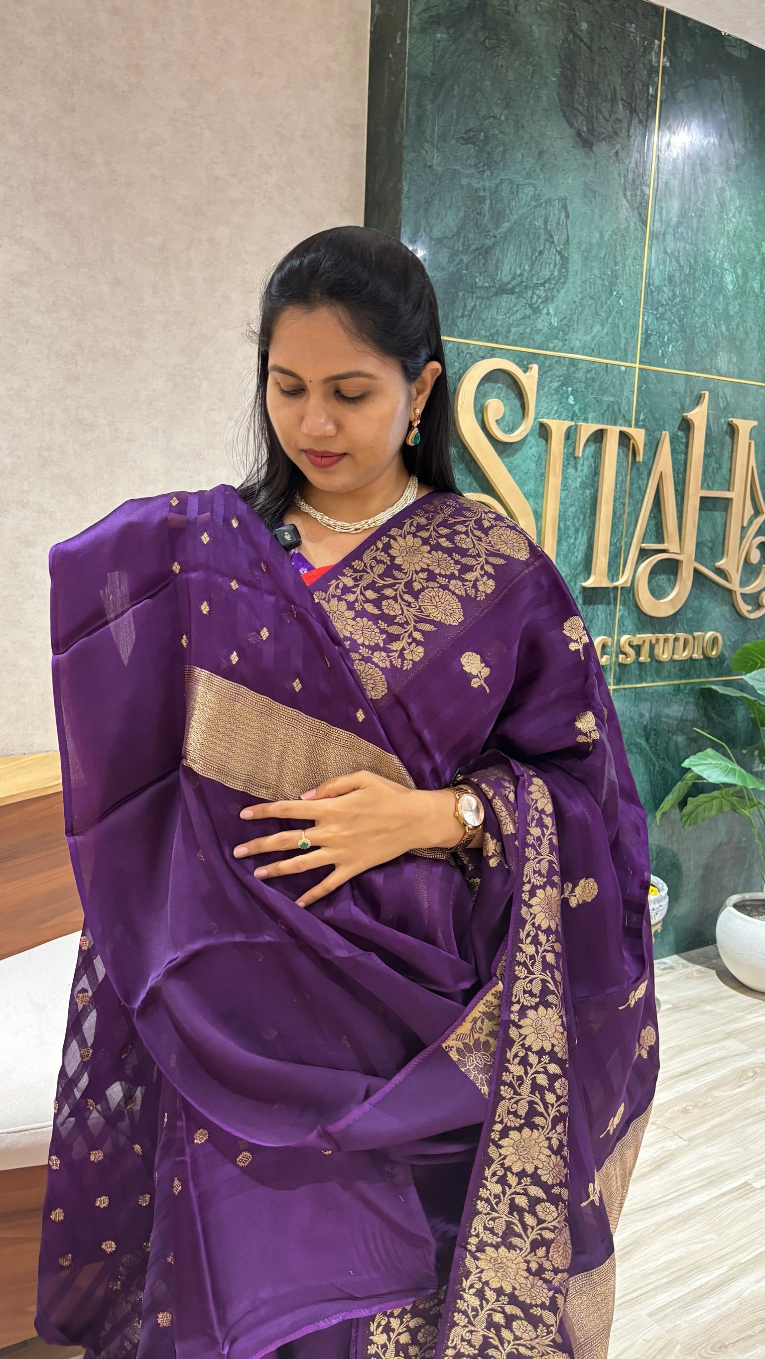 Crepe georgette purple