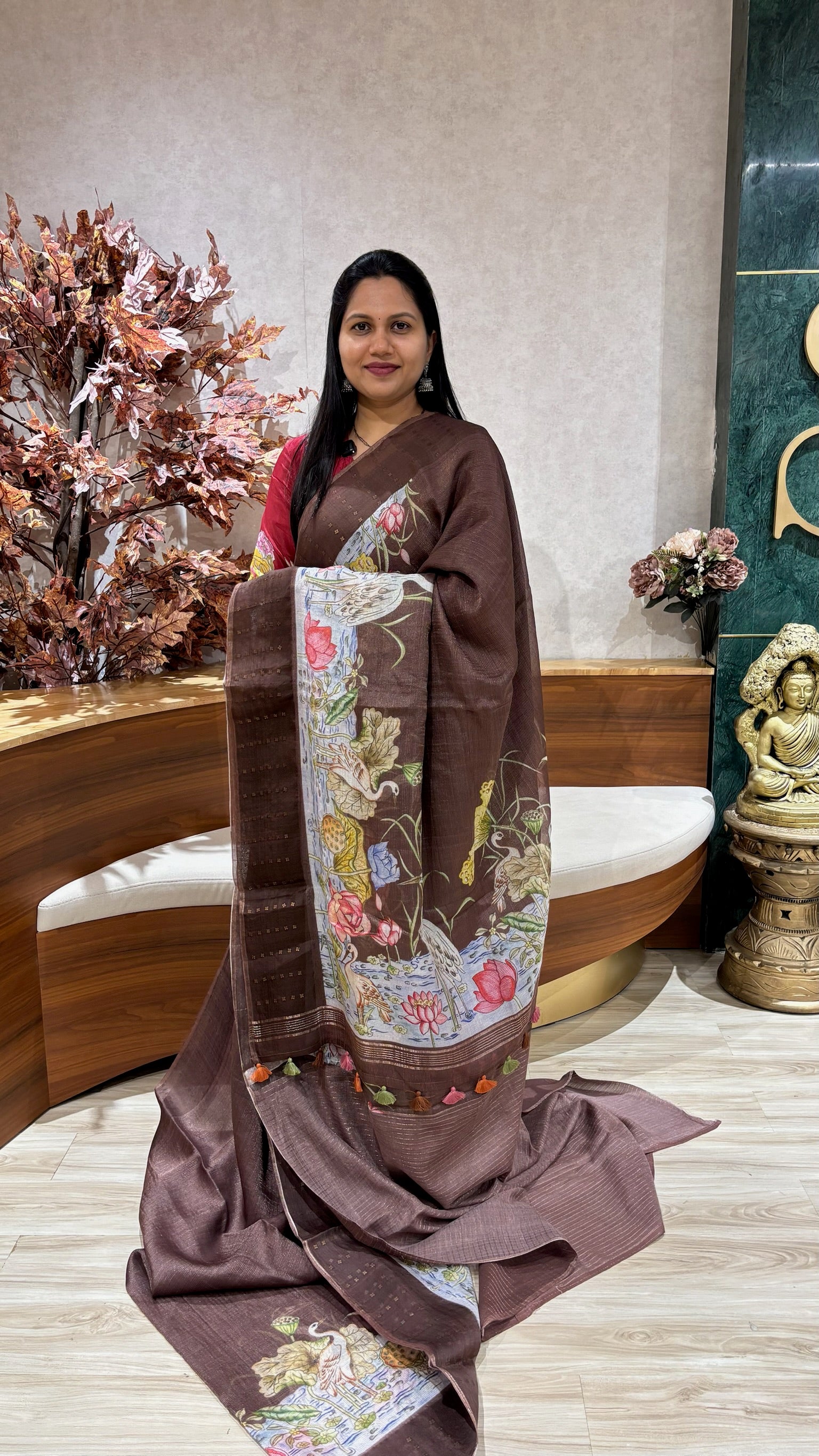 Tussar kora with pocket sequence