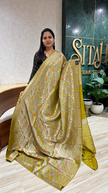 Banaras tissue georgette Mehndi green