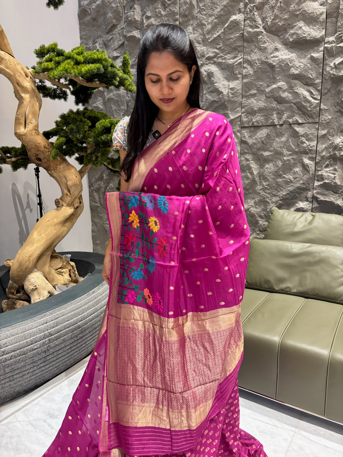 Crepe organza saree
