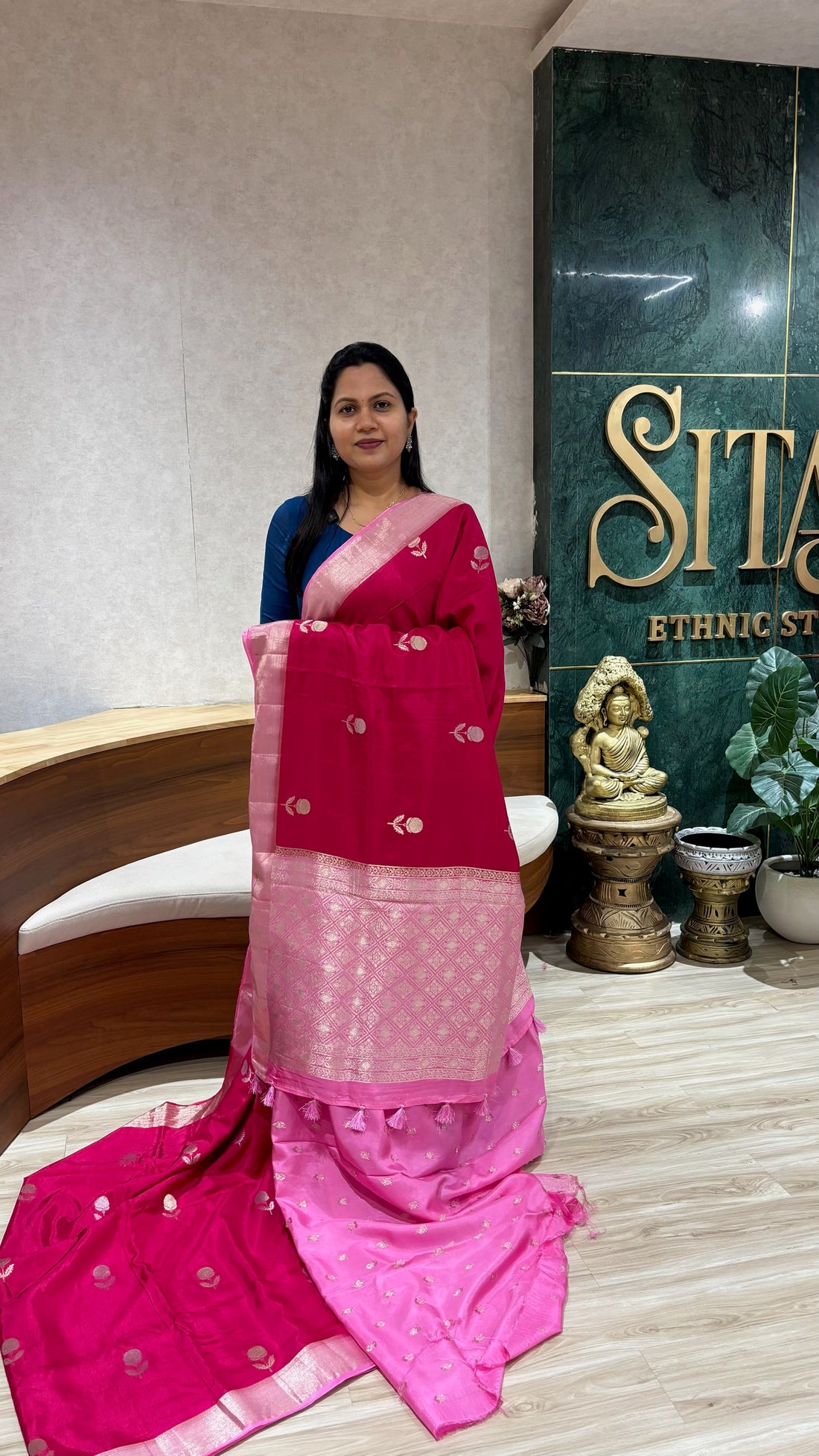 Tussar georgette pink