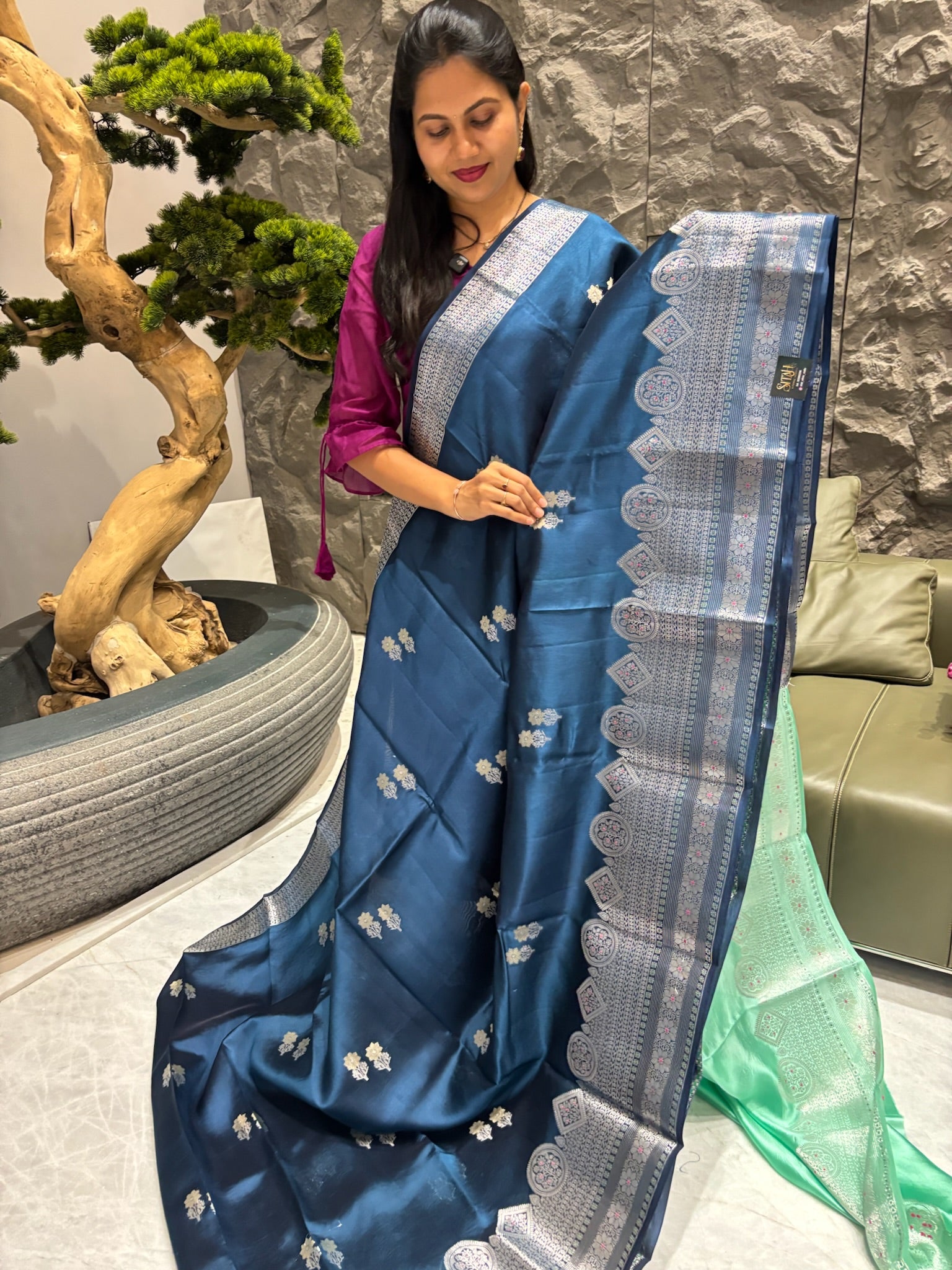 Mango pattu peacock blue