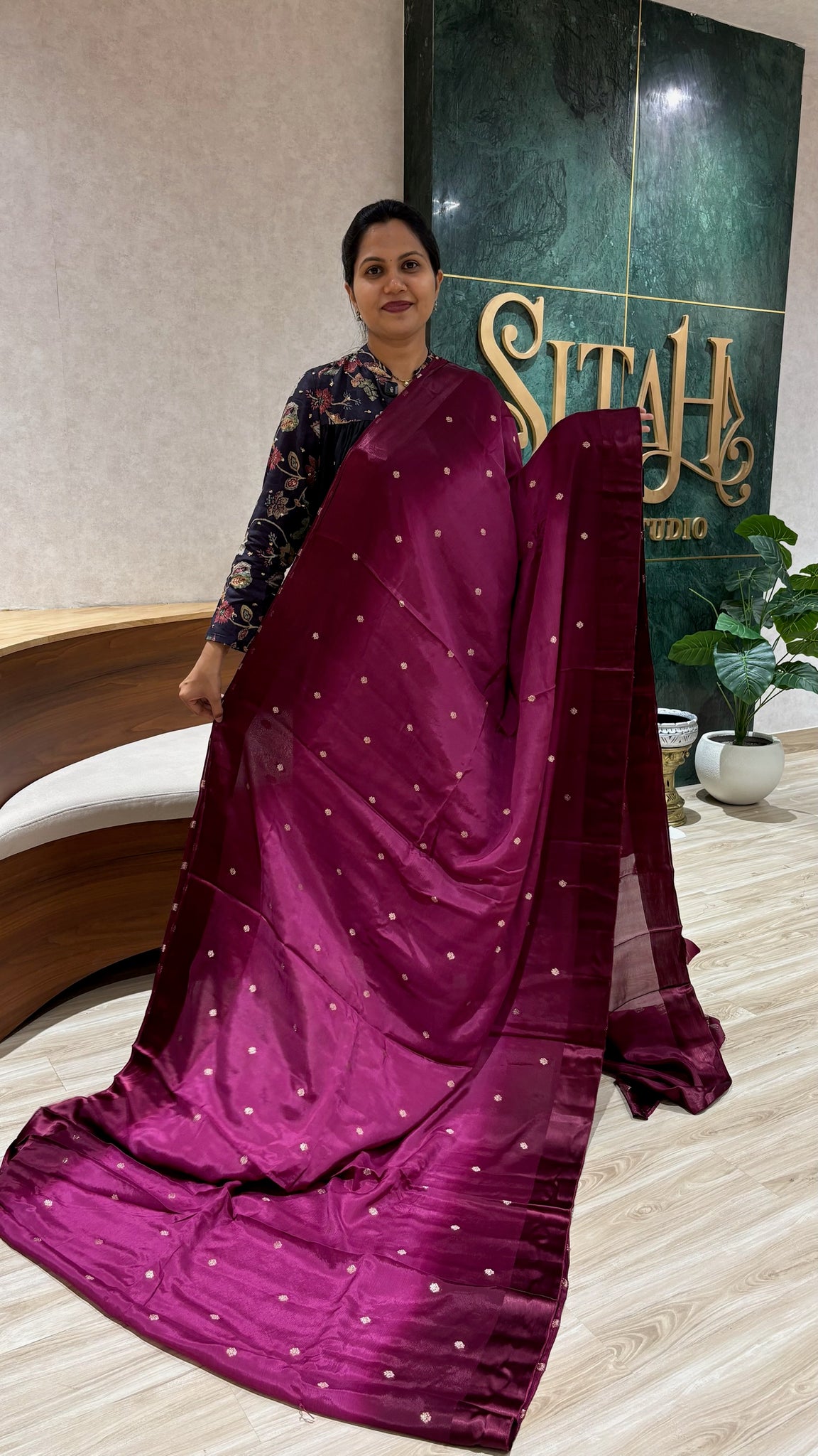 Pure chinnon  saree