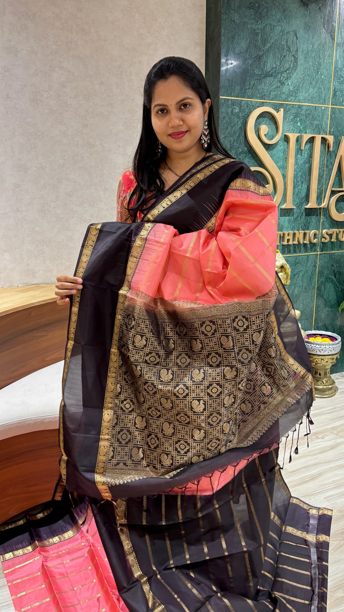 Kanchi pattu peach-snuff