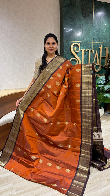 Handloom Kanchi pattu rust