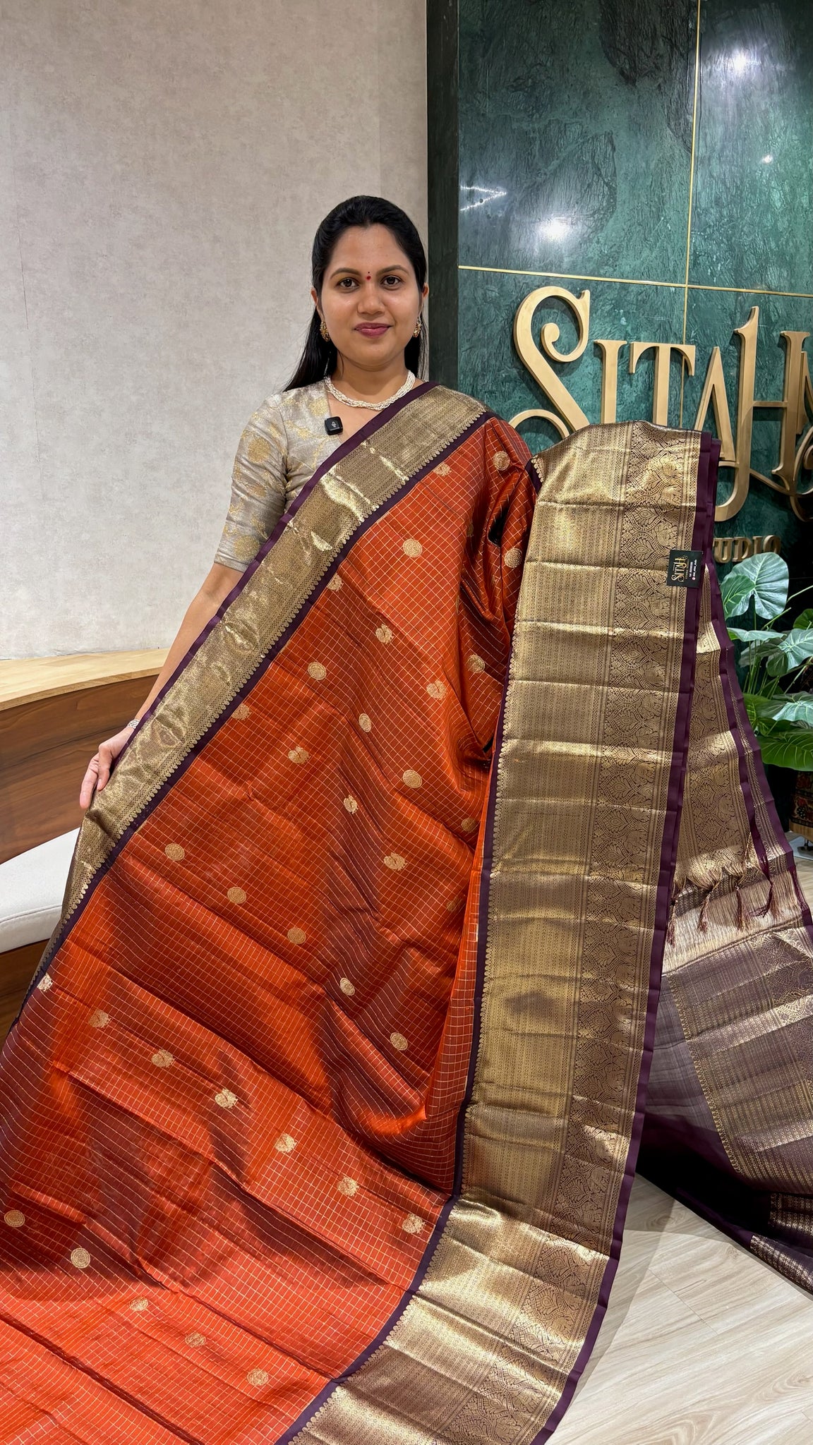 Handloom Kanchi pattu rust