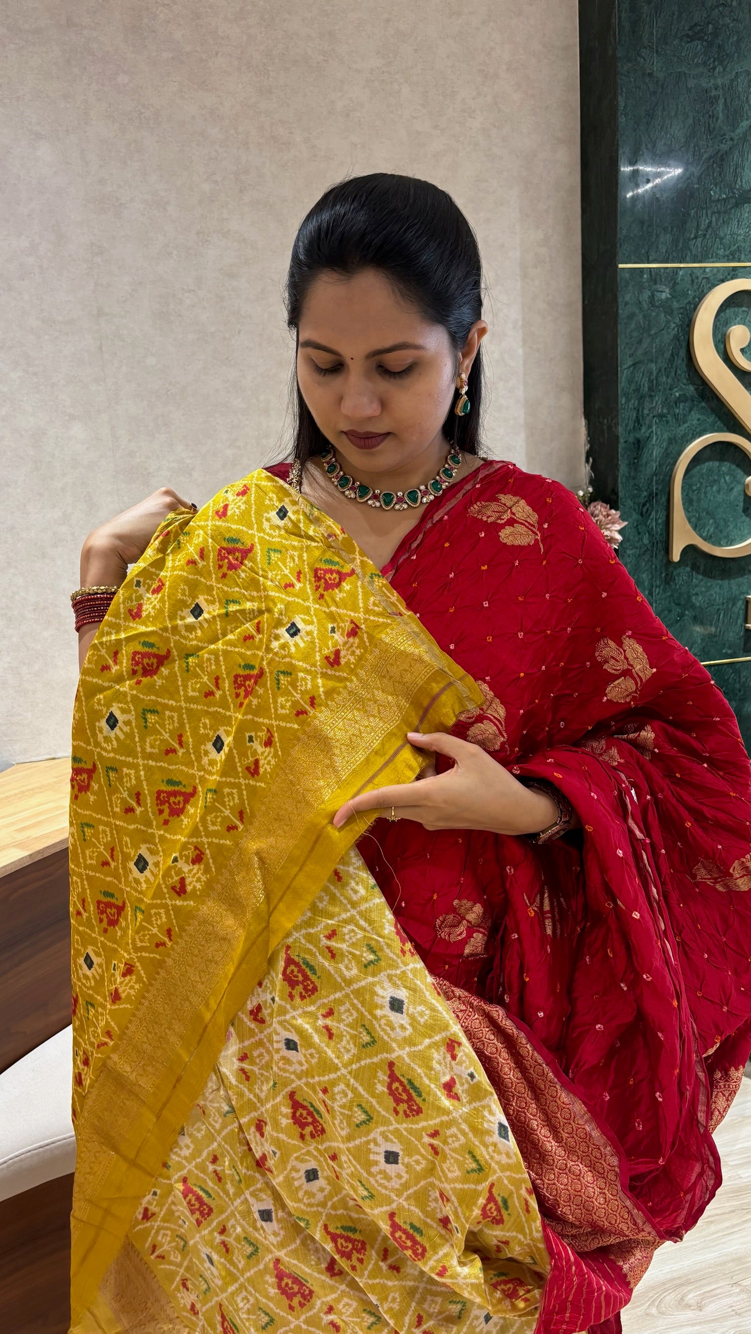 Pure silk bandhini red