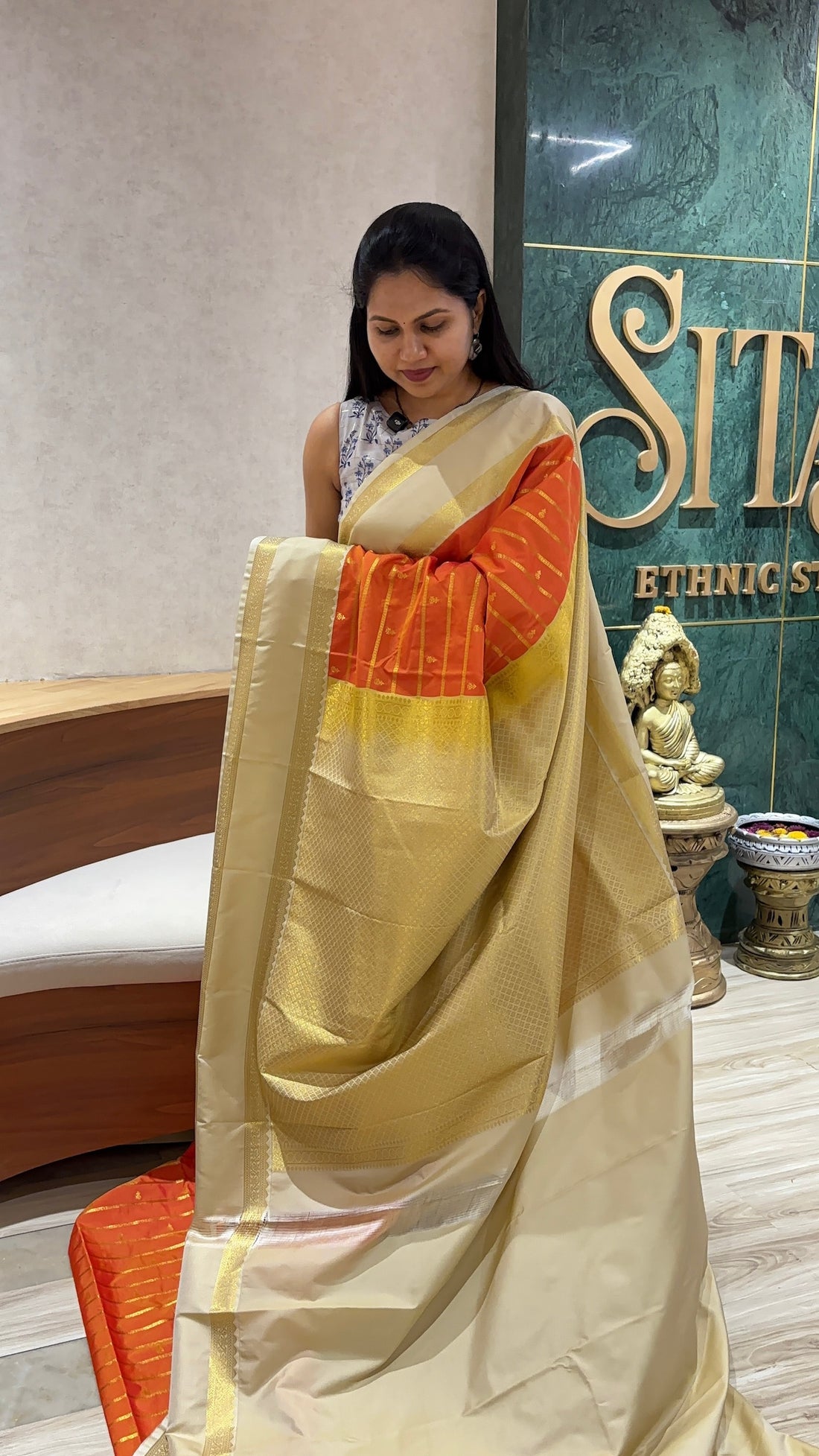 Semi kanchipattu orange