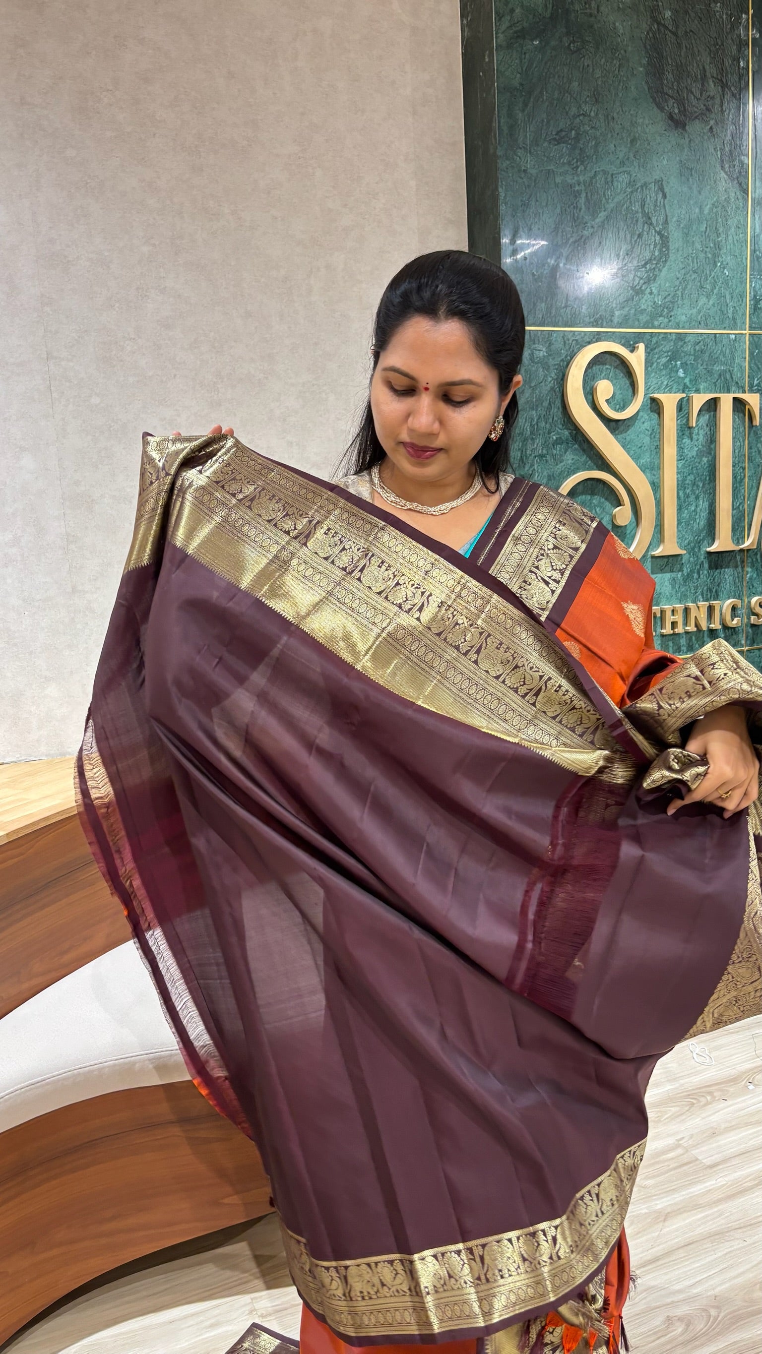 Handloom Kanchi pattu rust