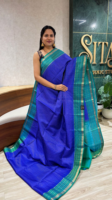 Lightweight Handloom kanchi pattu Gemini blue