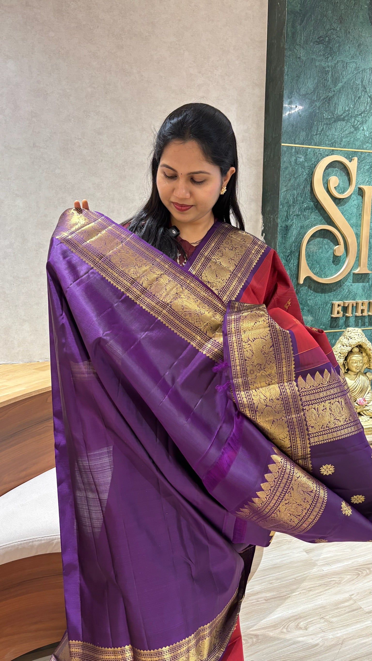 Handloom Kanchi marron-purple