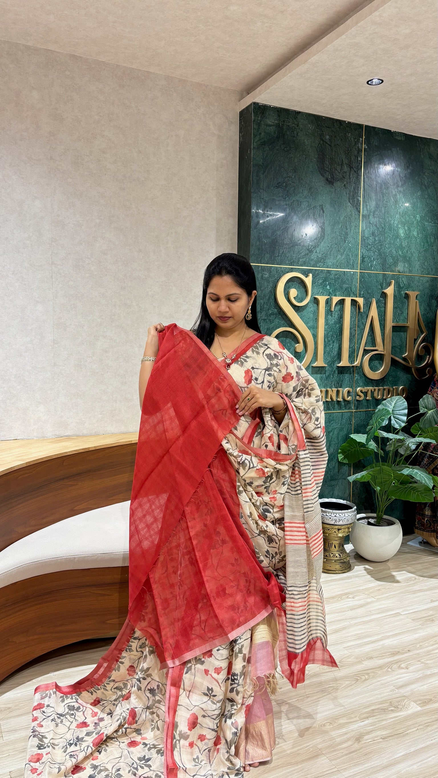 Casual printed tussar saree