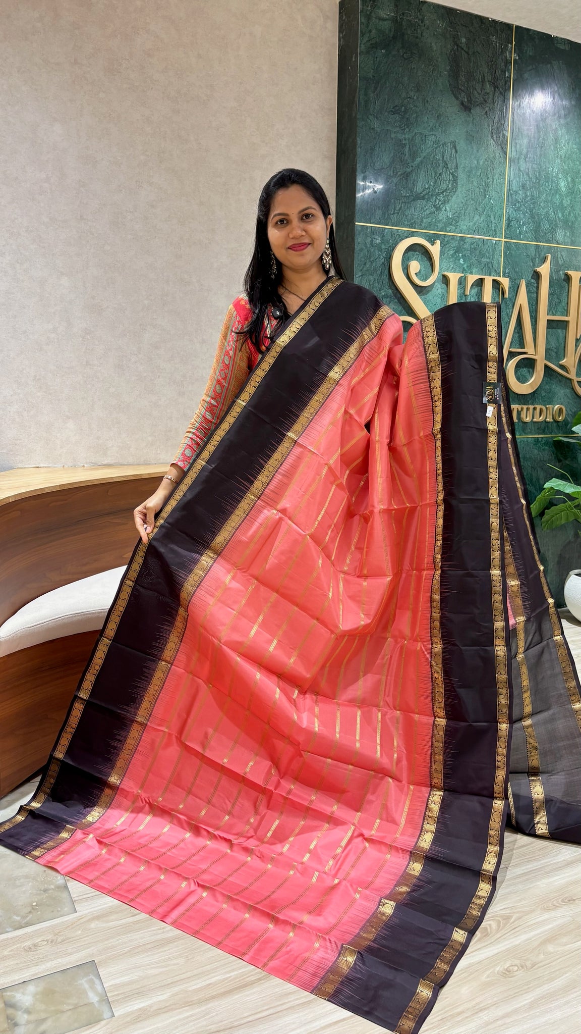 Kanchi pattu peach-snuff