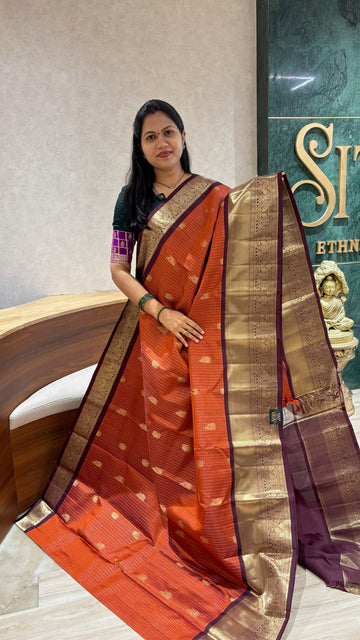 Handloom kanchi pattu rust