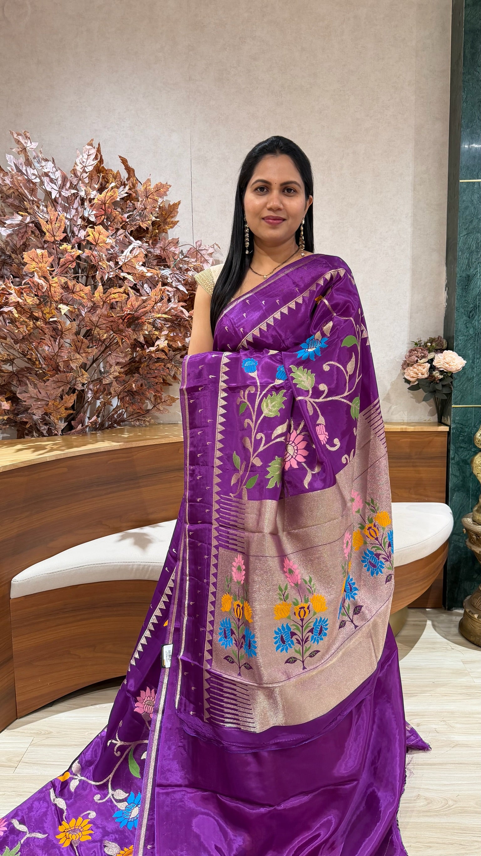 Ho crepe jhamdani weave wine