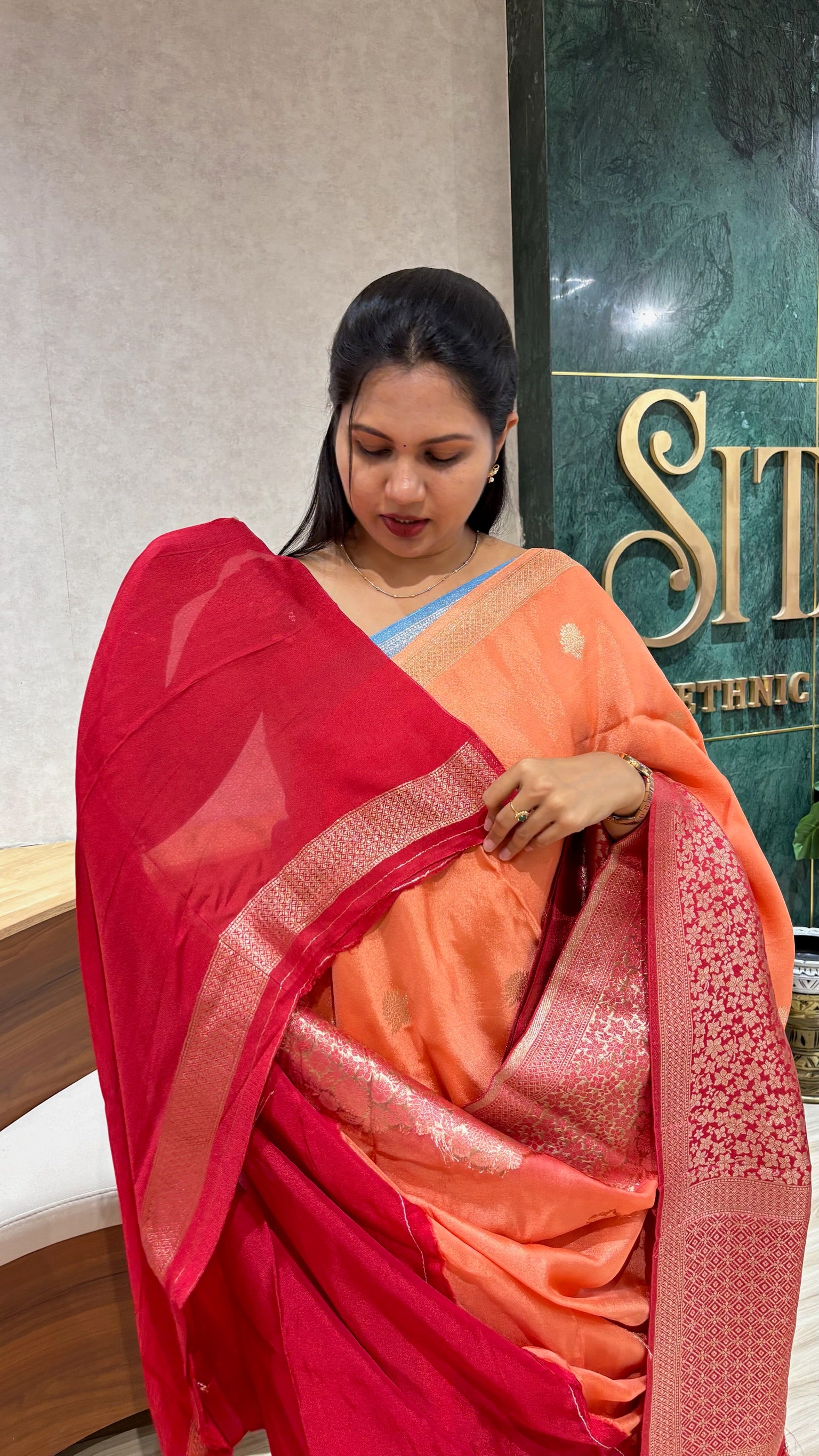 Tissue georgette light orange-red