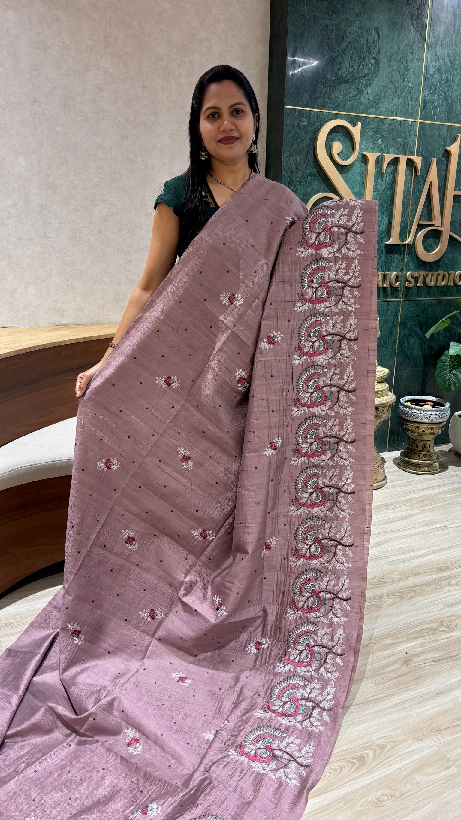 Tussar embroidery