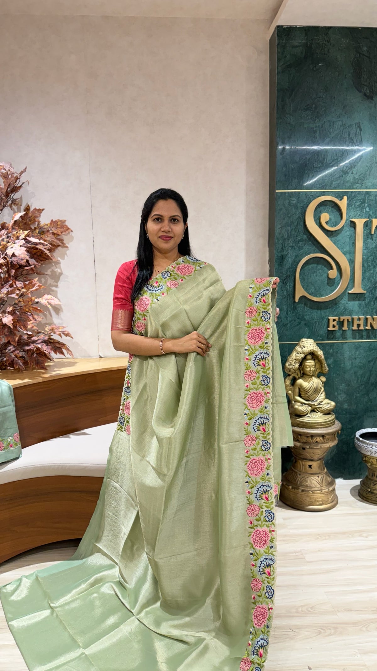 Designer tissues with Tussar embroidery blouses