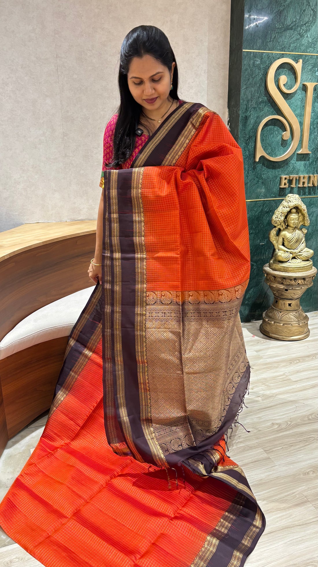 Handloom kanchi orange