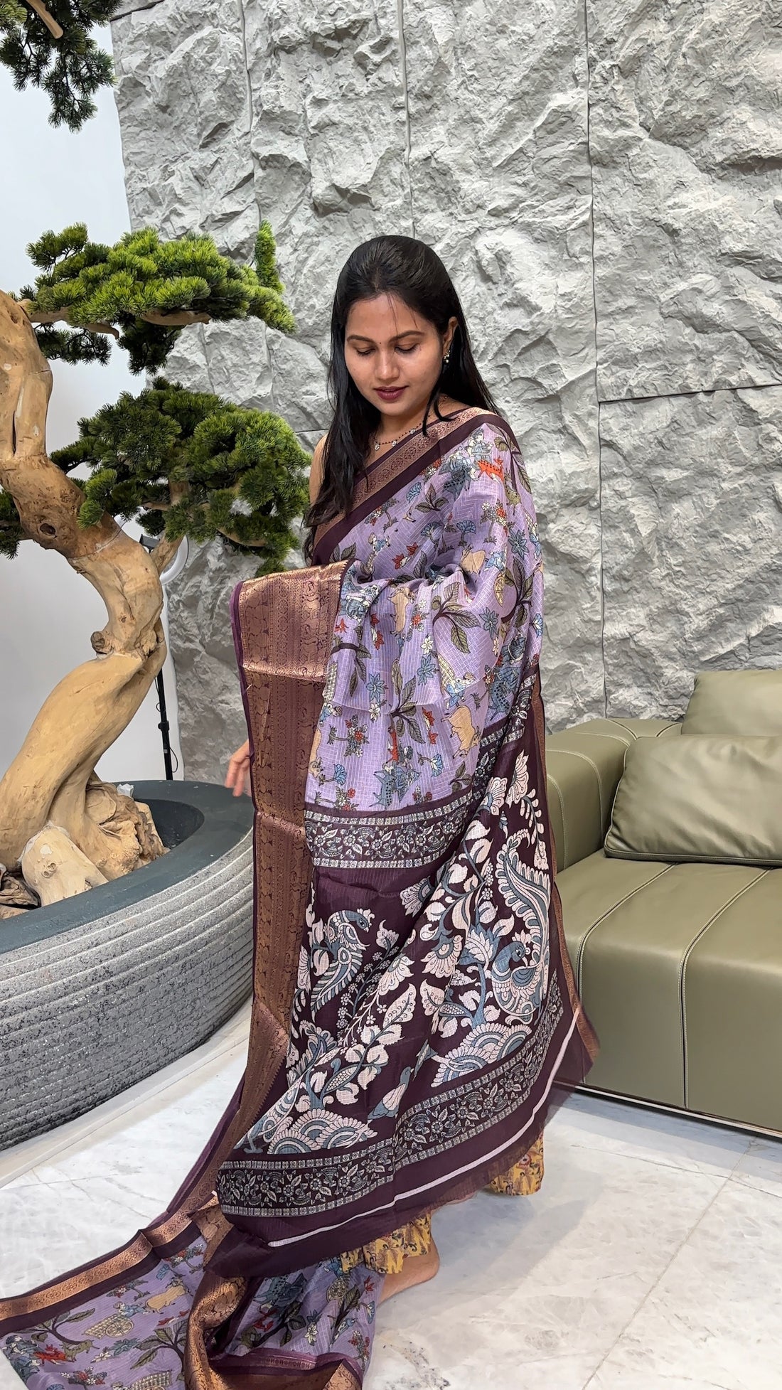 Fancy kota lavendar with brown