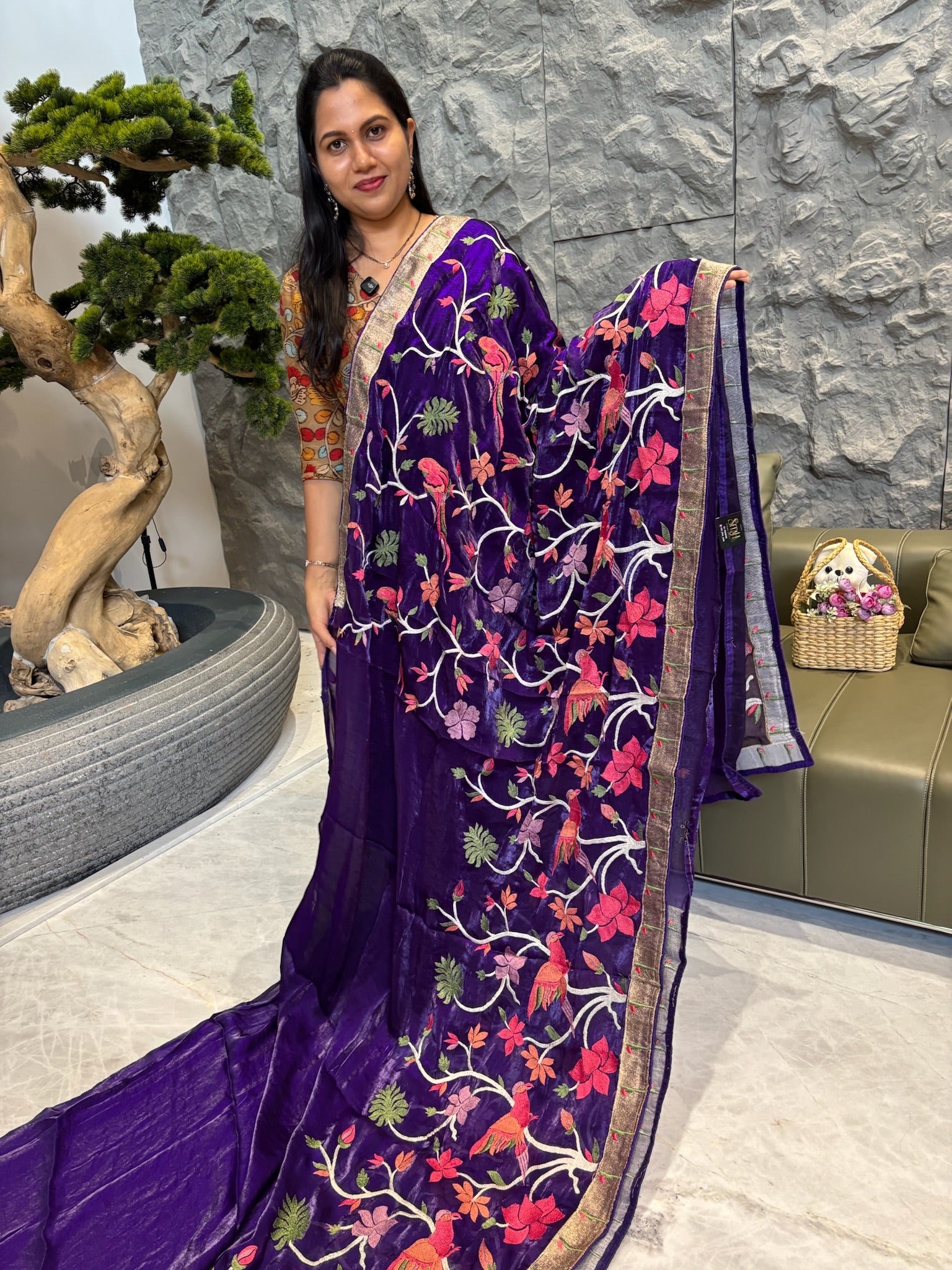 Satin organza purple