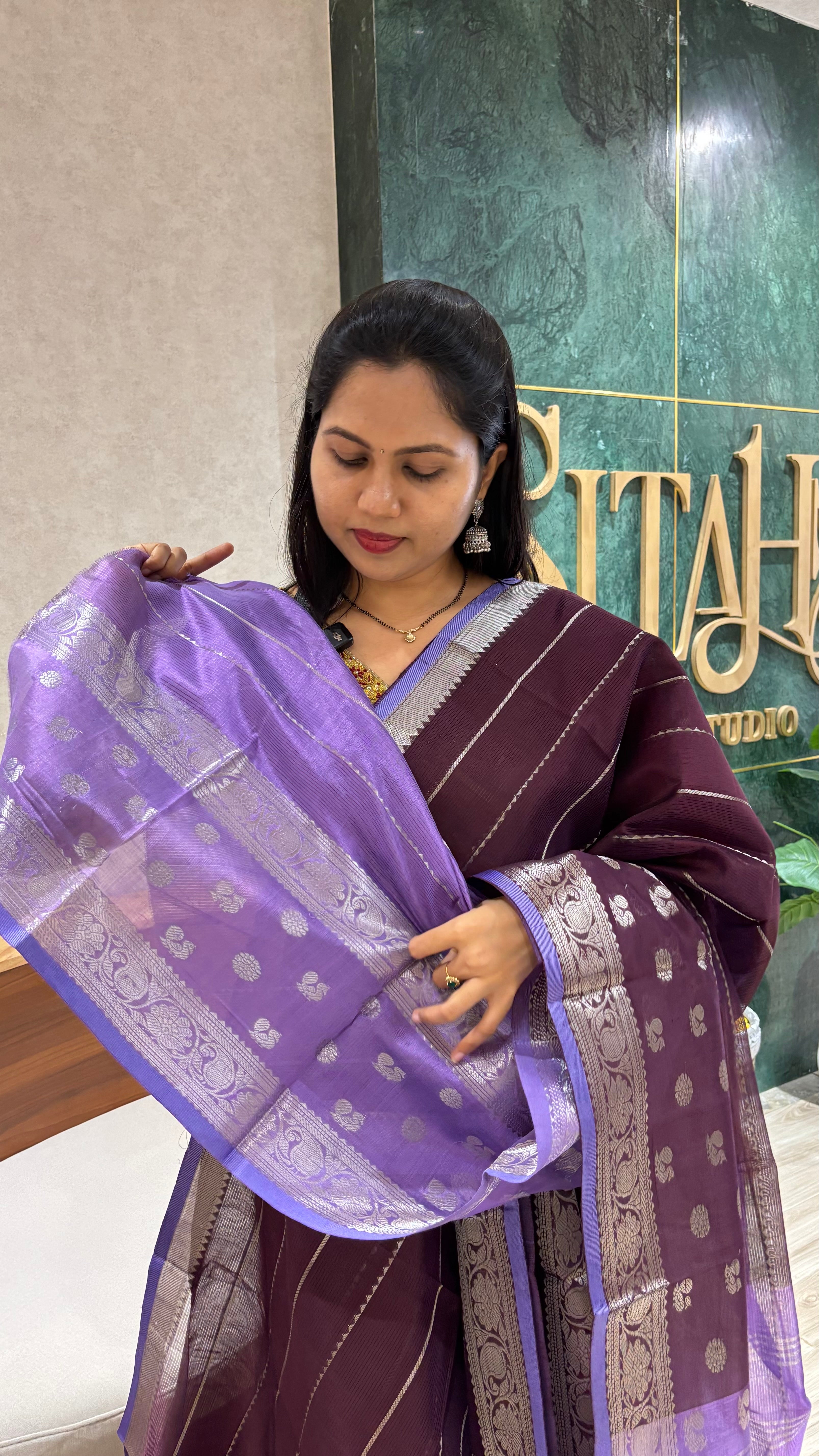 Handloom mangalagiri pattu brown