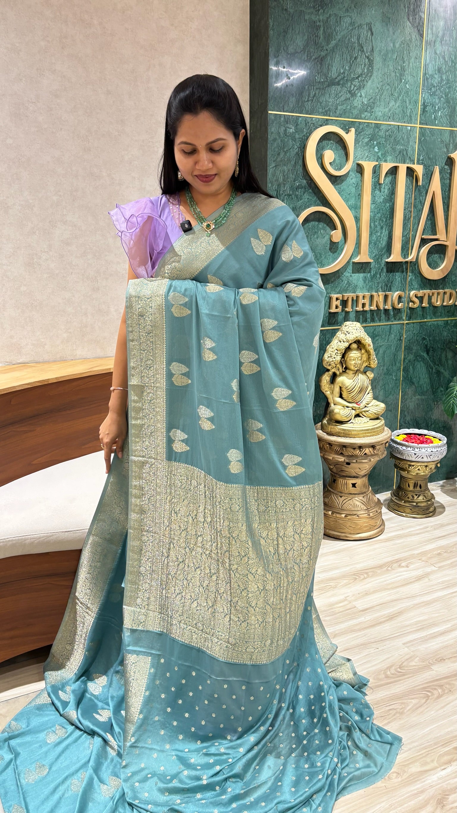 Pure georgette dusty blue