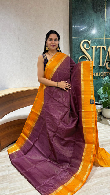 Light weight handloom kanchi pattu wine