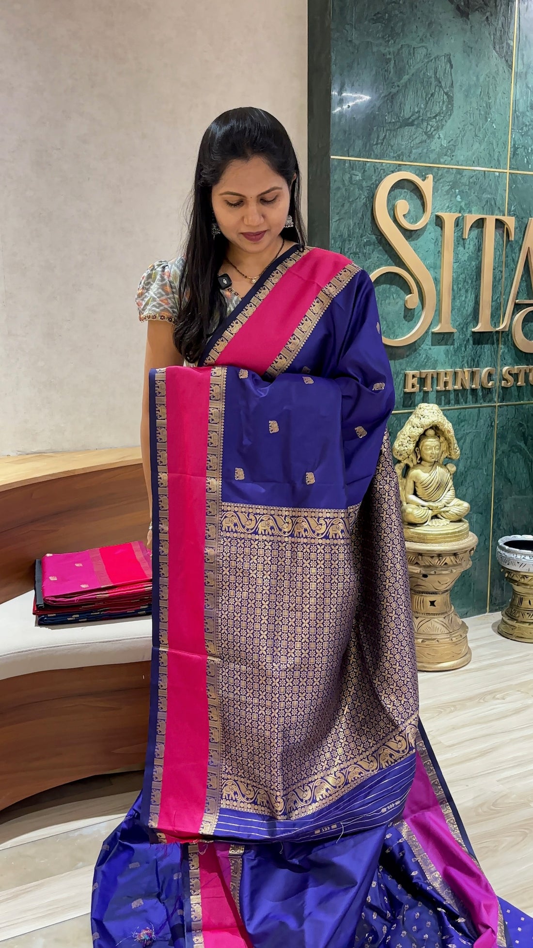 Semi pattu gemini blue