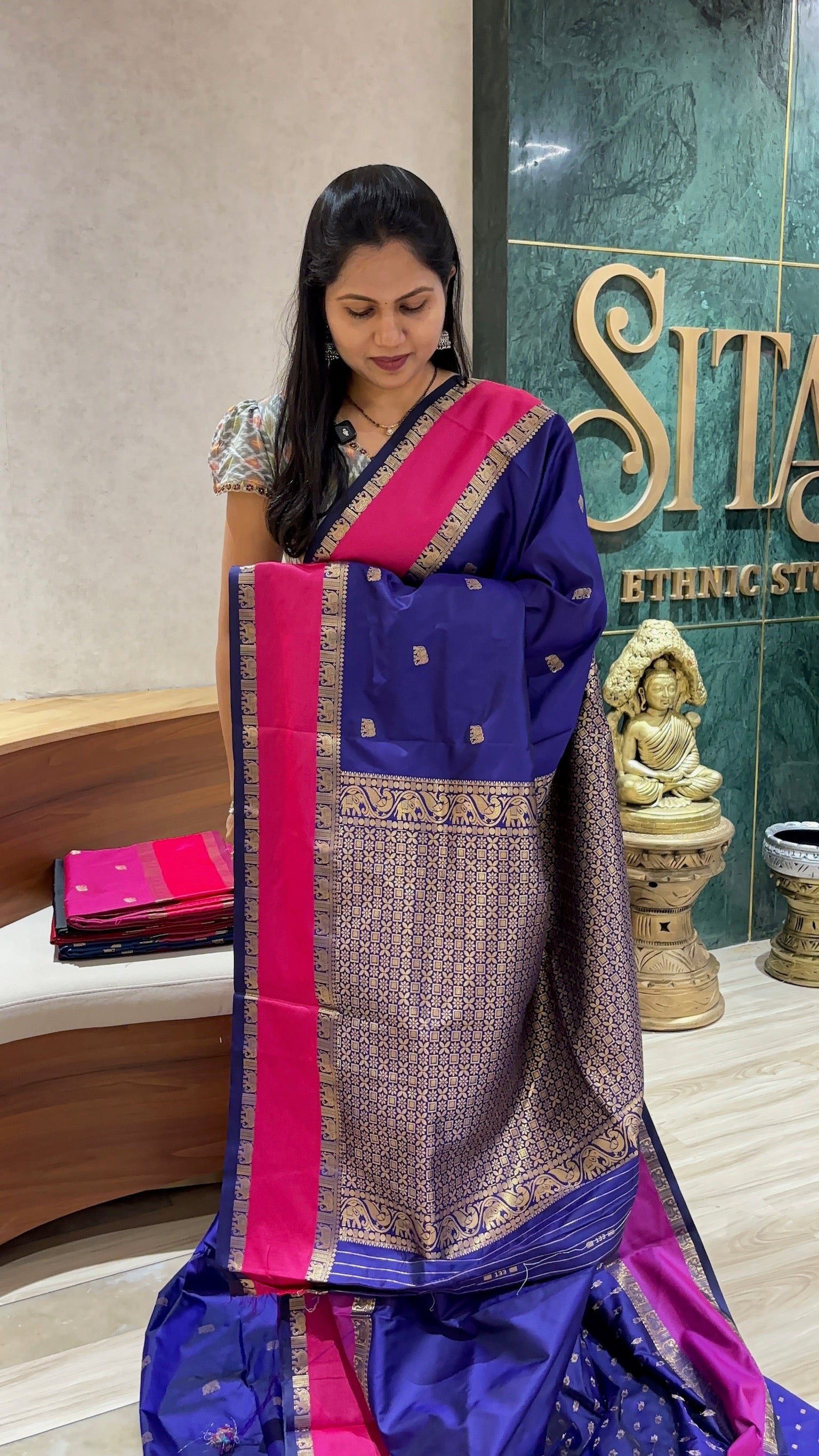 Semi pattu gemini blue