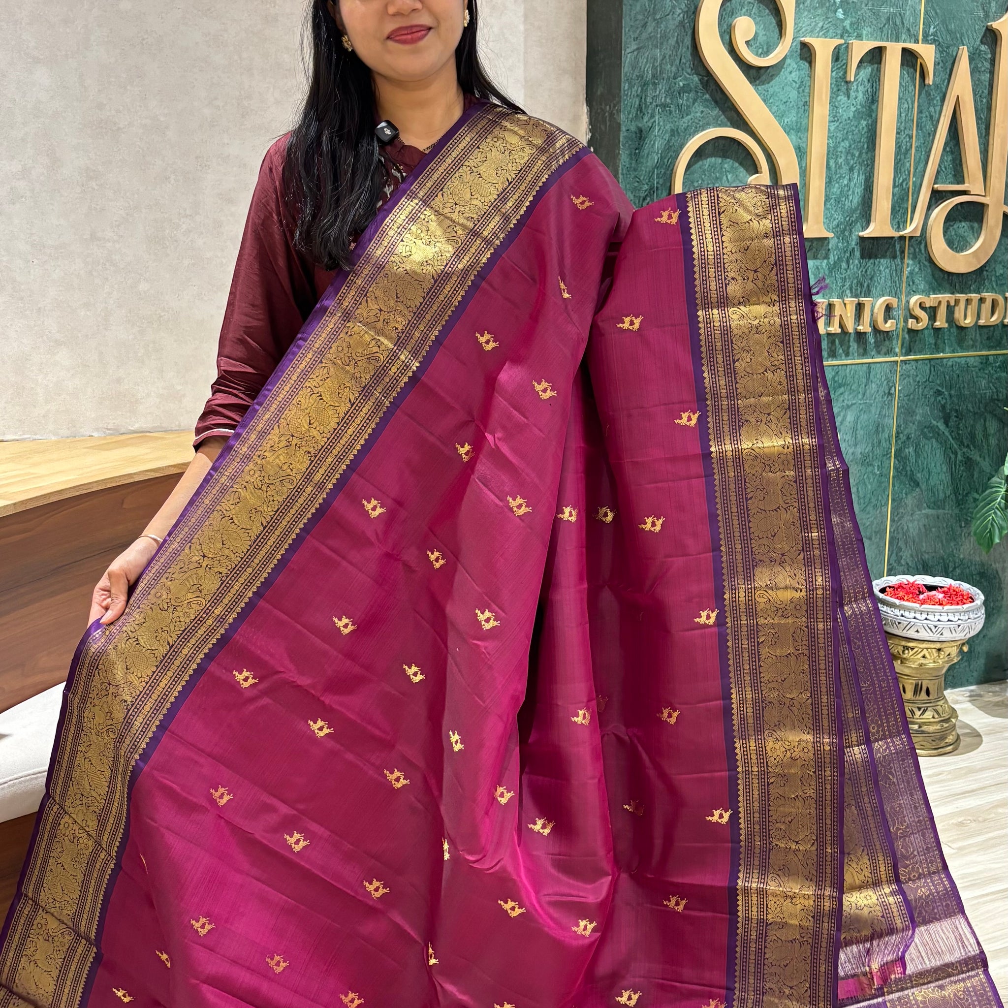 Handloom kanchi magenta-purple