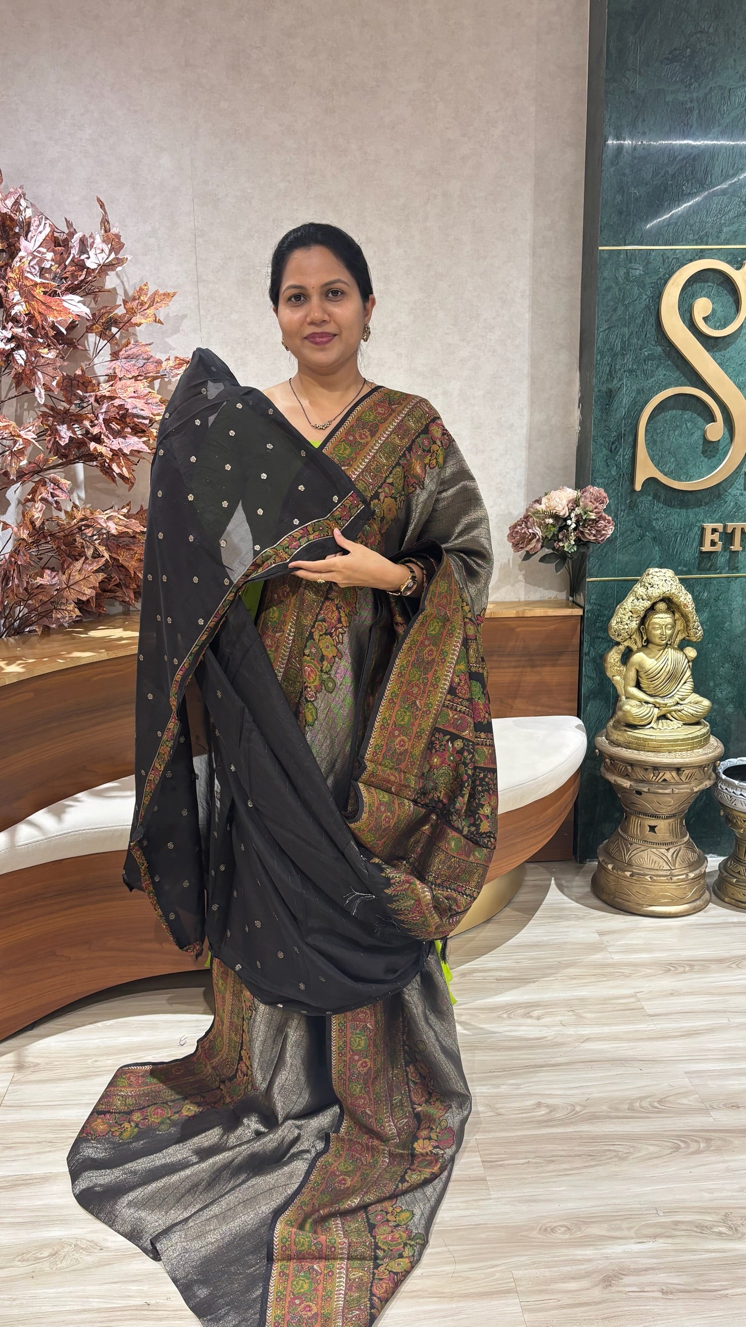 Tissue georgette meenakari