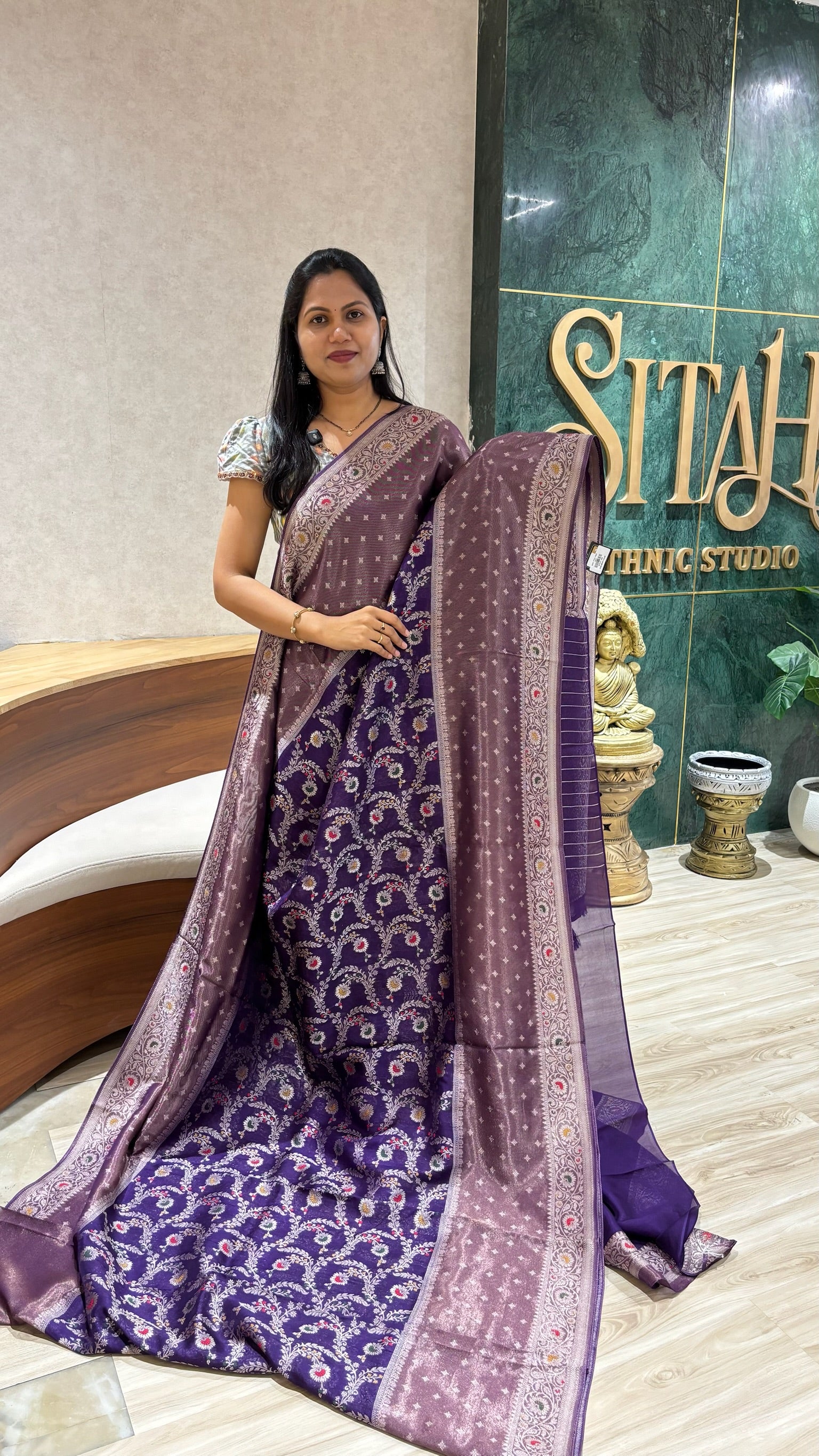 Tussar georgette purple