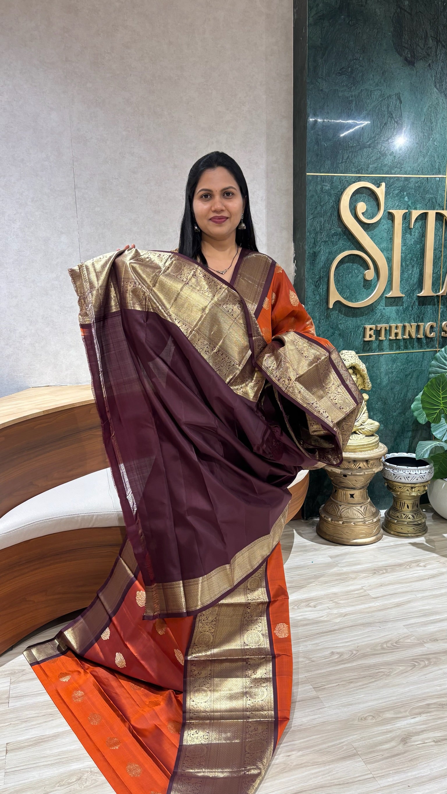 Handloom kanchi pattu rust