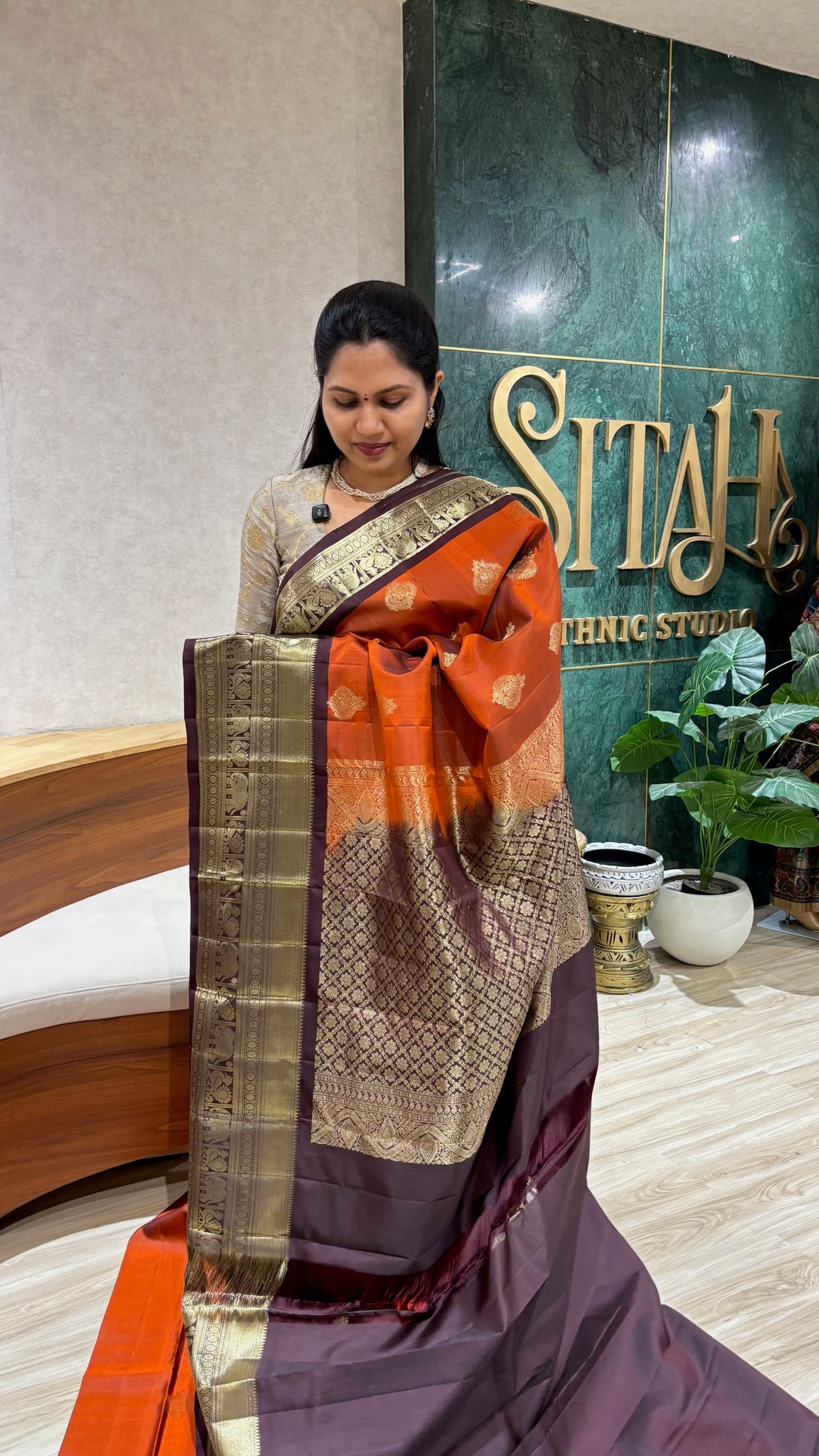 Handloom Kanchi pattu rust